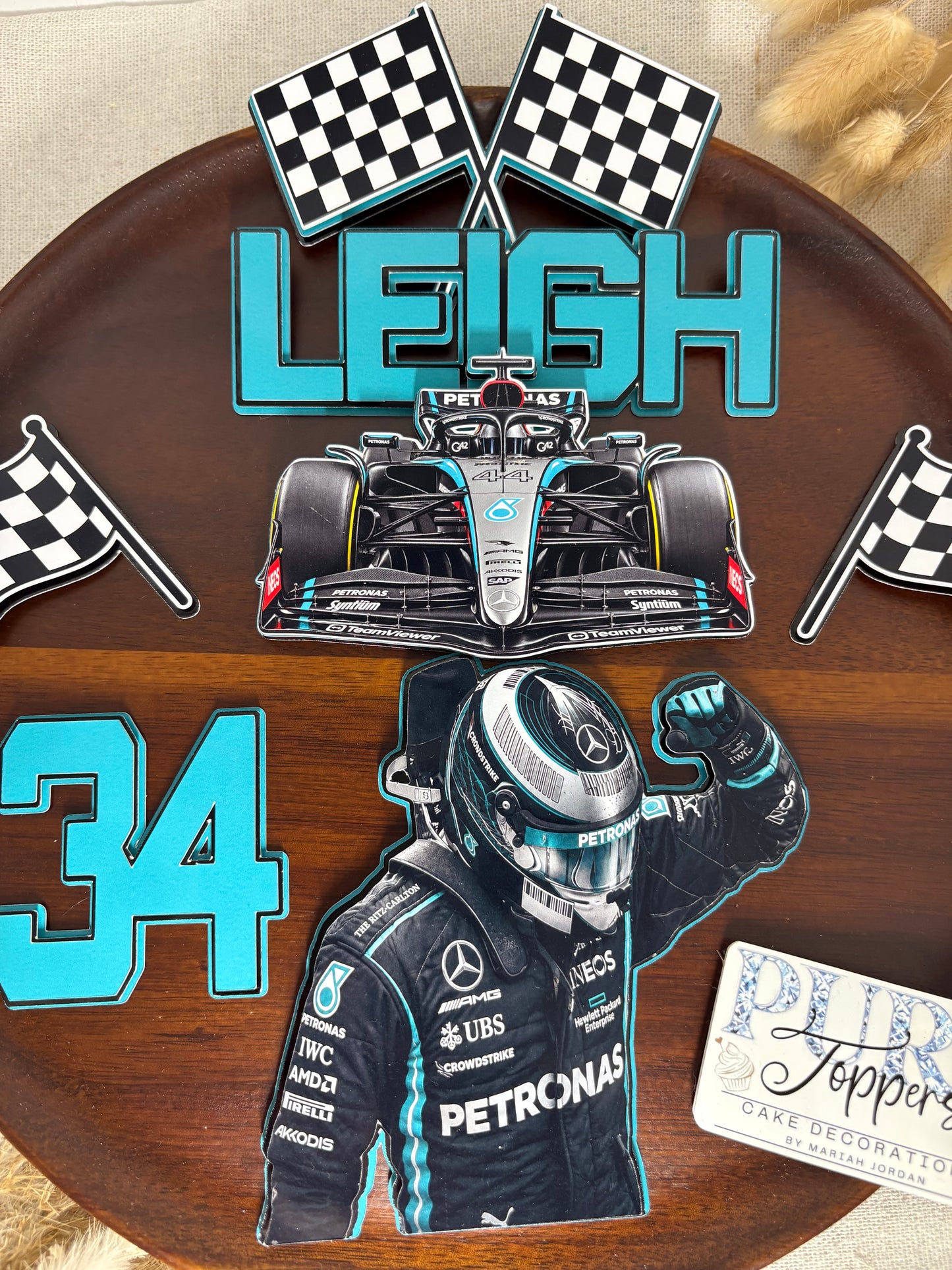 Personalised Formula 1 Cake Topper • Mercedes Cake Topper • F1 Cake Topper • Racing Cake Topper • Birthday Cake Decorations • Cake Topper Set