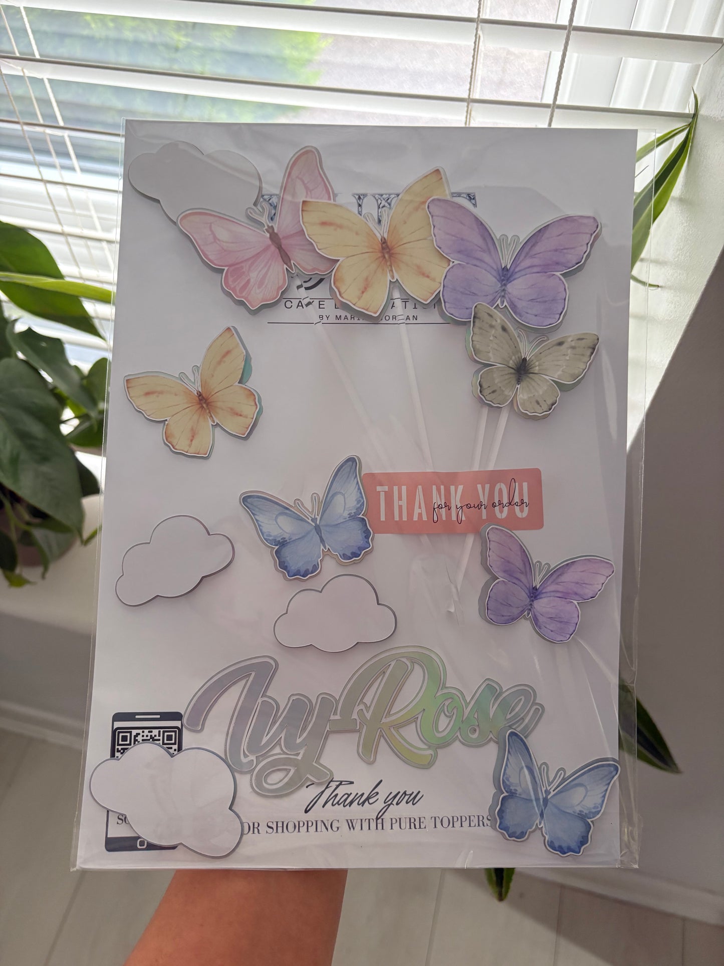 Personalised Butterfly Cake Topper Set – Custom Name & Age 3D Holographic Cake Decorations