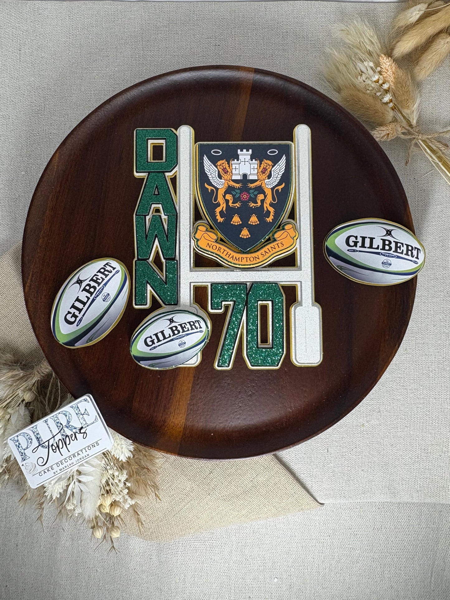 Rugby Cake Topper, Northampton Saints Rugby Cake Topper, ANY TEAM Rugby Cake Topper