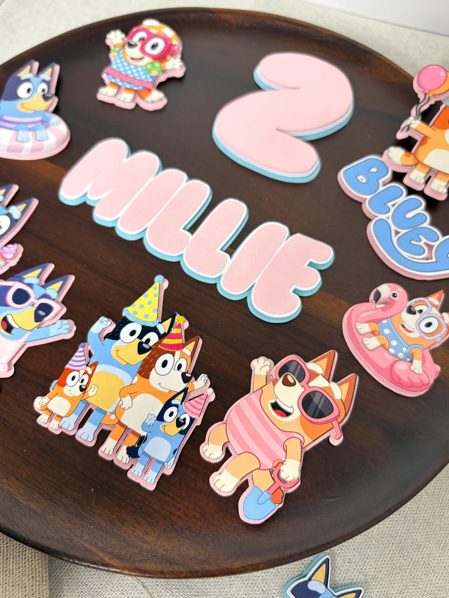 Bluey Swimming Cake Topper Set | Personalised Pool Party Birthday Decorations