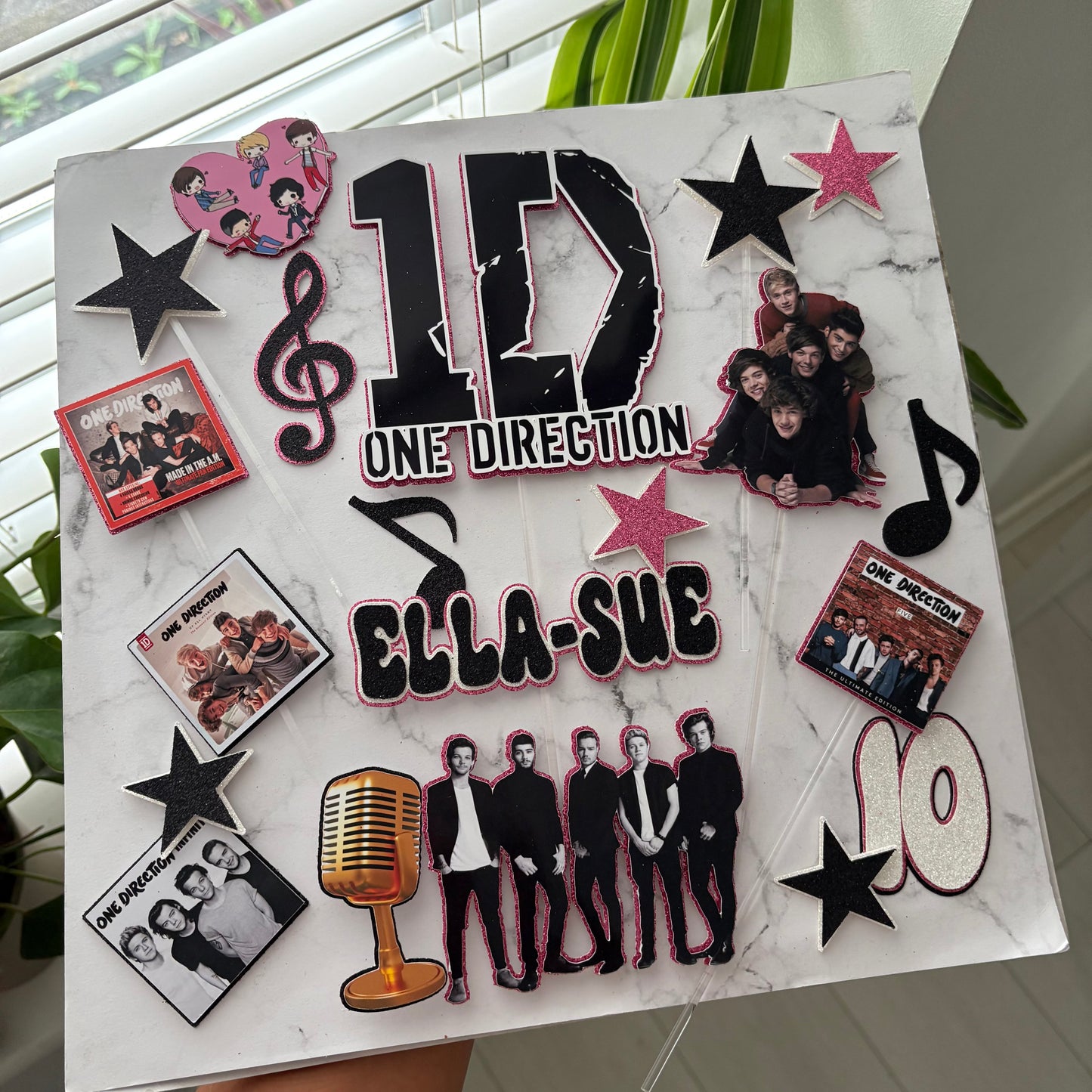 One Direction Cake Topper Set | Personalised Name & Age | 1D Birthday Cake Decoration for Fans