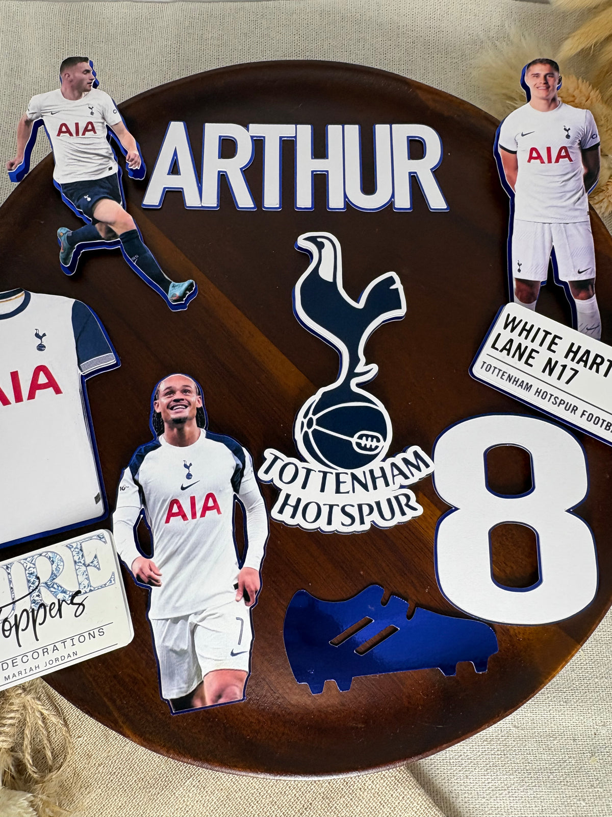 Tottenham Hotspur Football Cake Topper – Personalised Spurs Badge Cake Decoration, Custom Football Birthday Topper