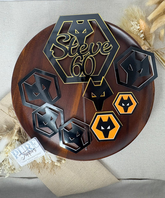 Wolverhampton Personalised Cake Topper – Custom Name & Age Cake Decoration - Wolverhampton Football Cake Topper