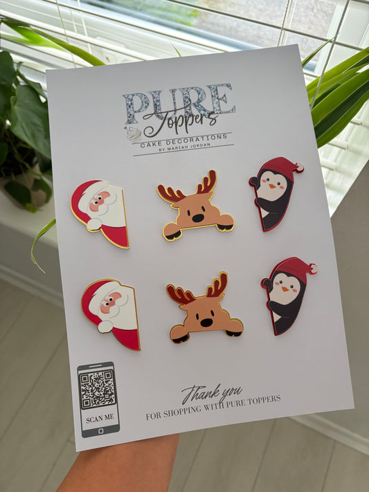(NEW) Festive Christmas Cupcake Toppers -Winter Christmas Cupcake Decorations - Cute Christmas Cupcake Toppers