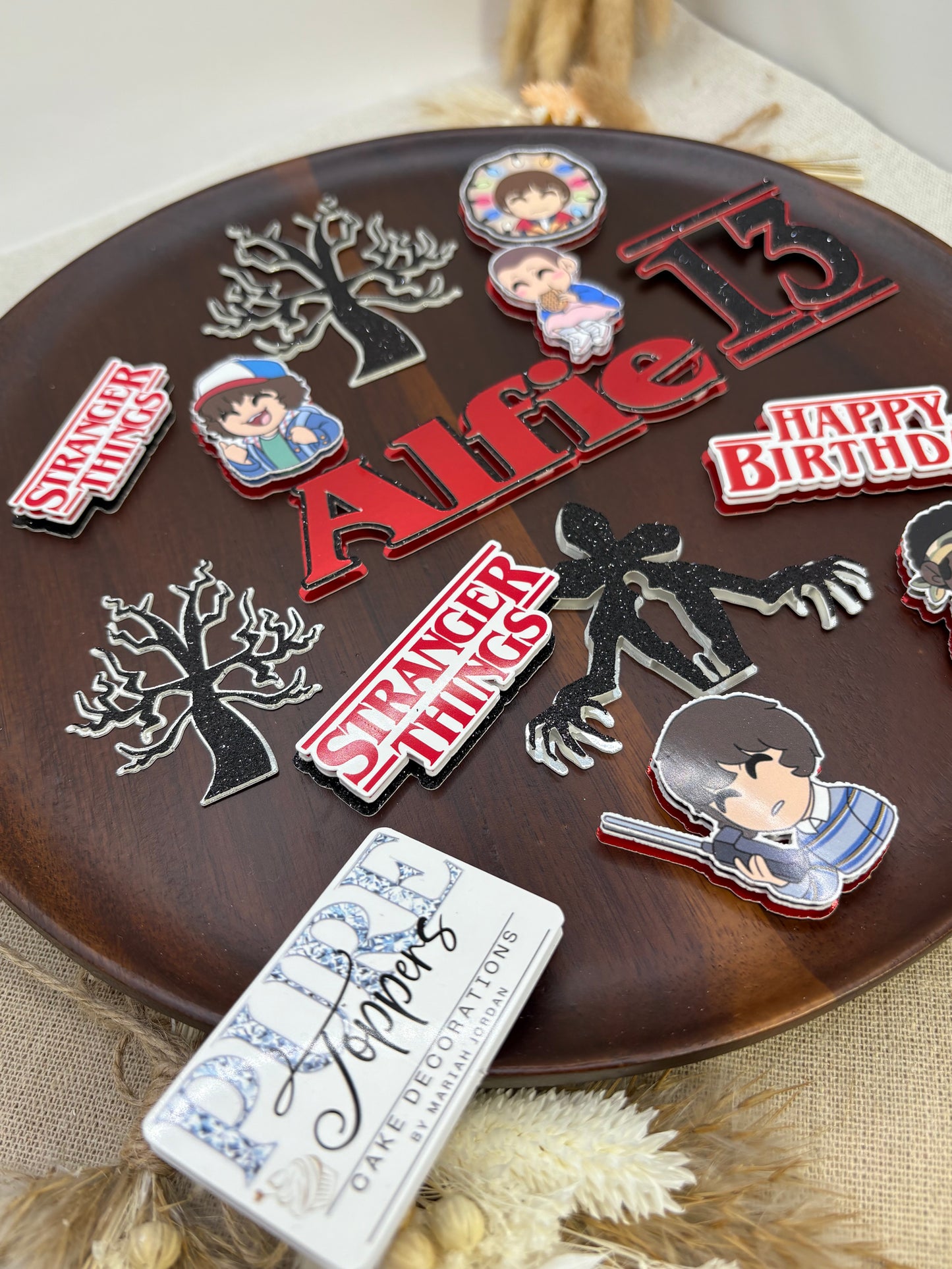 Stranger Things Cake Topper – Personalised Name & Age Birthday Decoration -Stranger Things Birthday Cake Topper