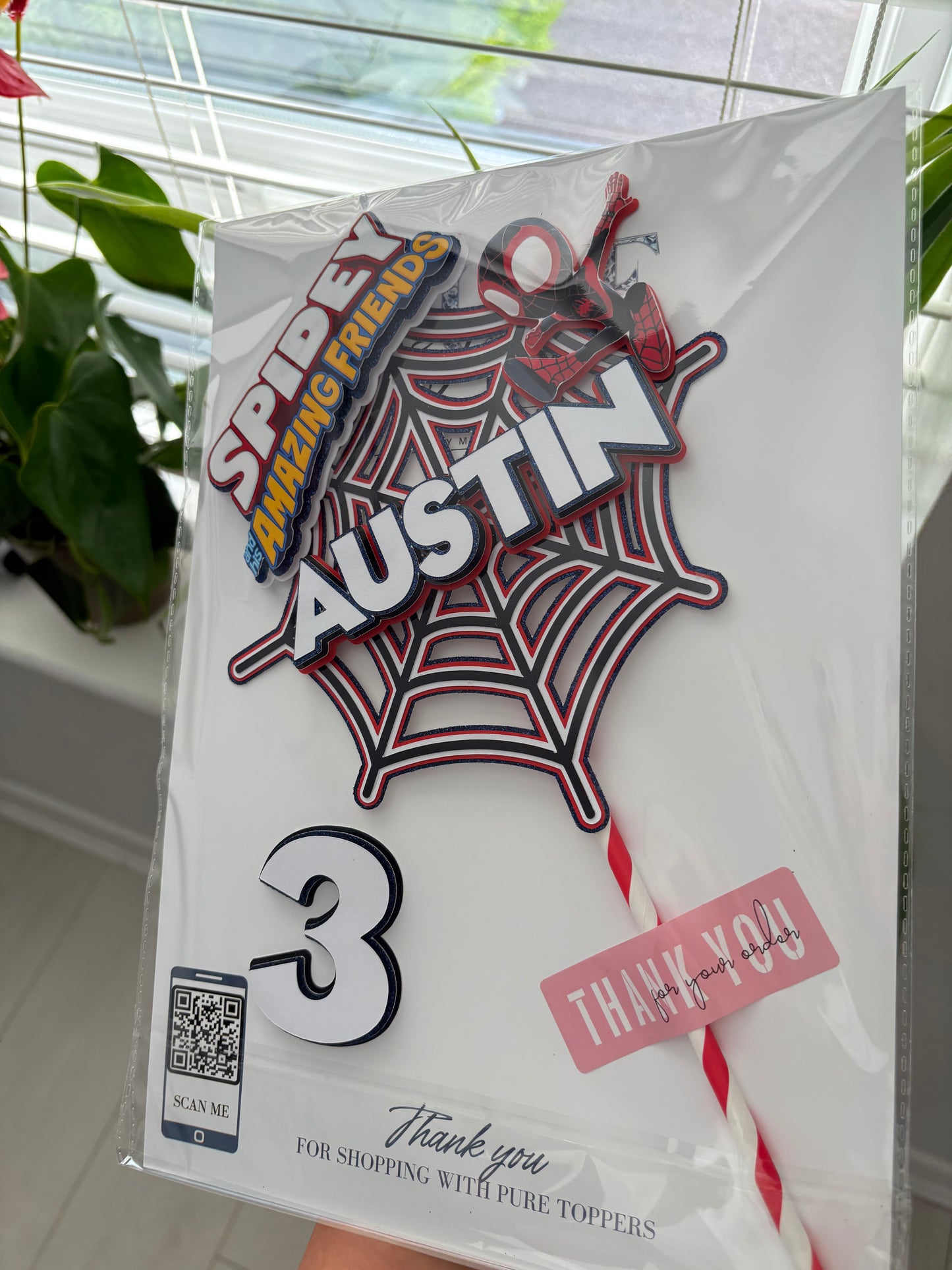 Personalised Spidey and Friends Cake Topper – Custom Superhero Birthday Cake Decoration – Spider Hero Name & Age Topper