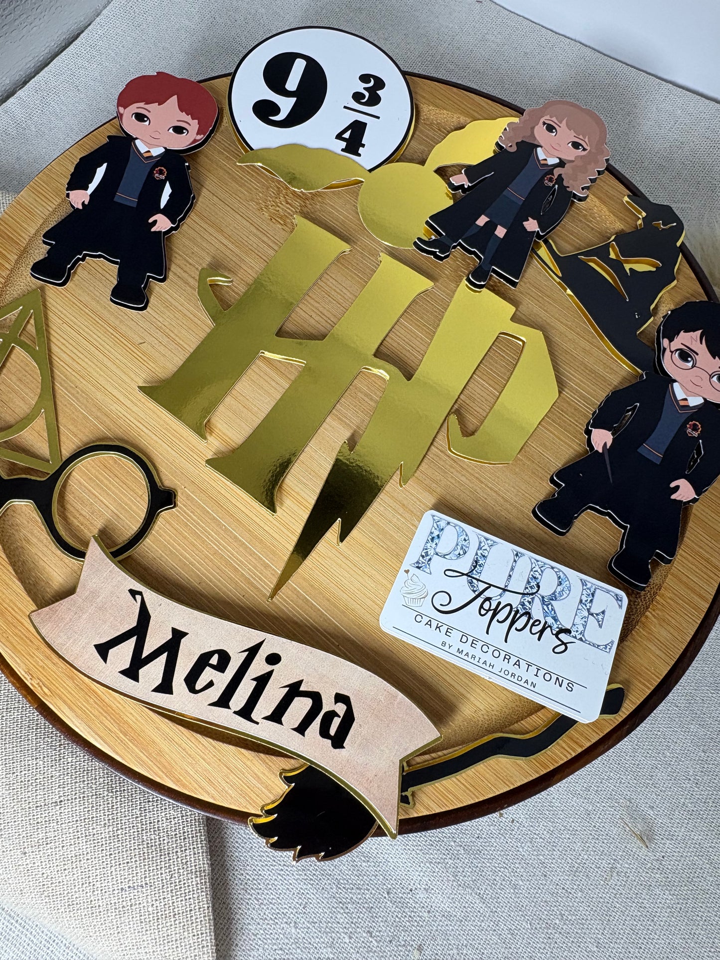 Personalised HP Wizard Cake Topper with Name & Age – Magical Birthday Cake Decoration