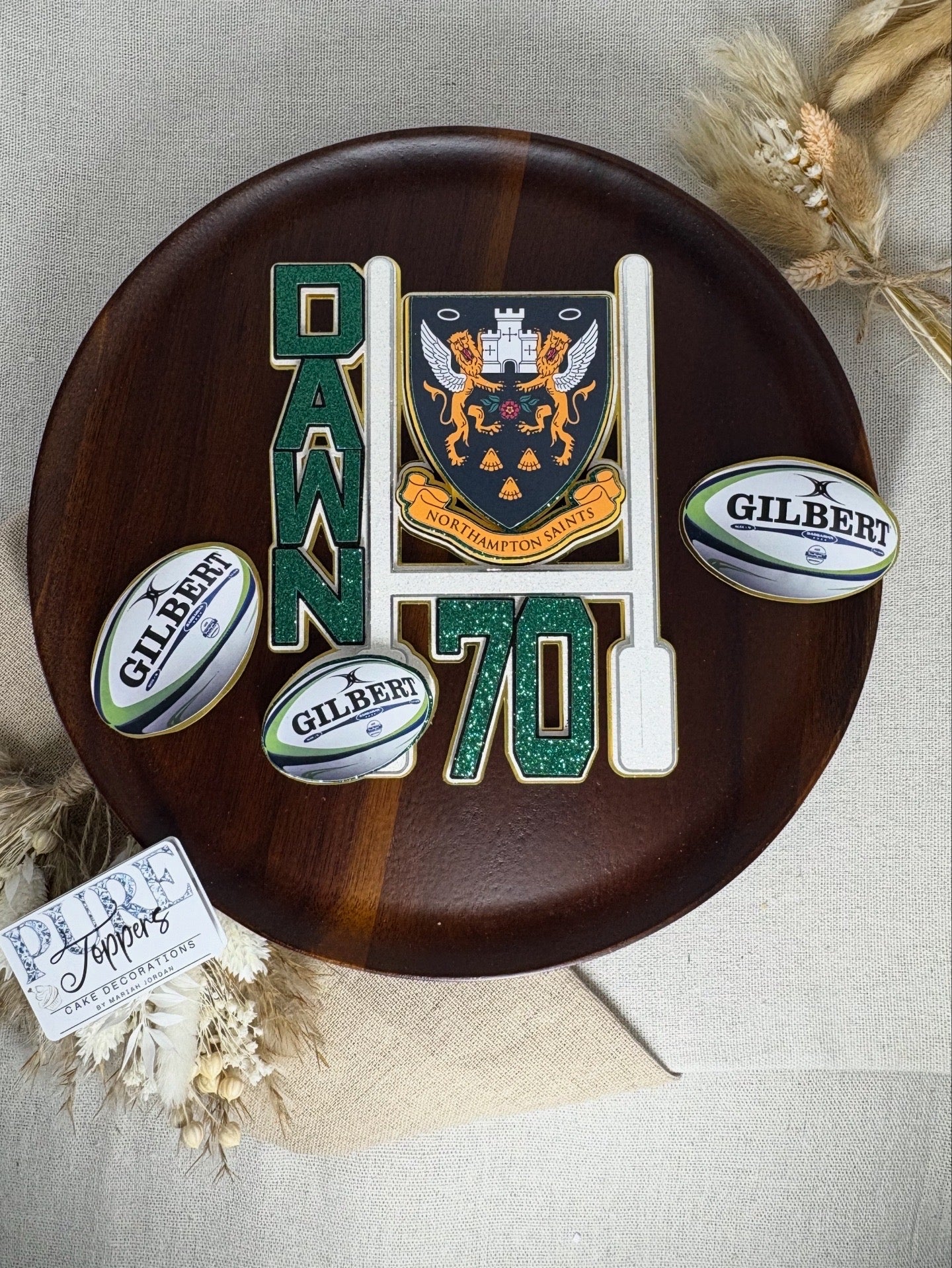 Rugby Cake Topper, Northampton Saints Rugby Cake Topper, ANY TEAM Rugby Cake Topper