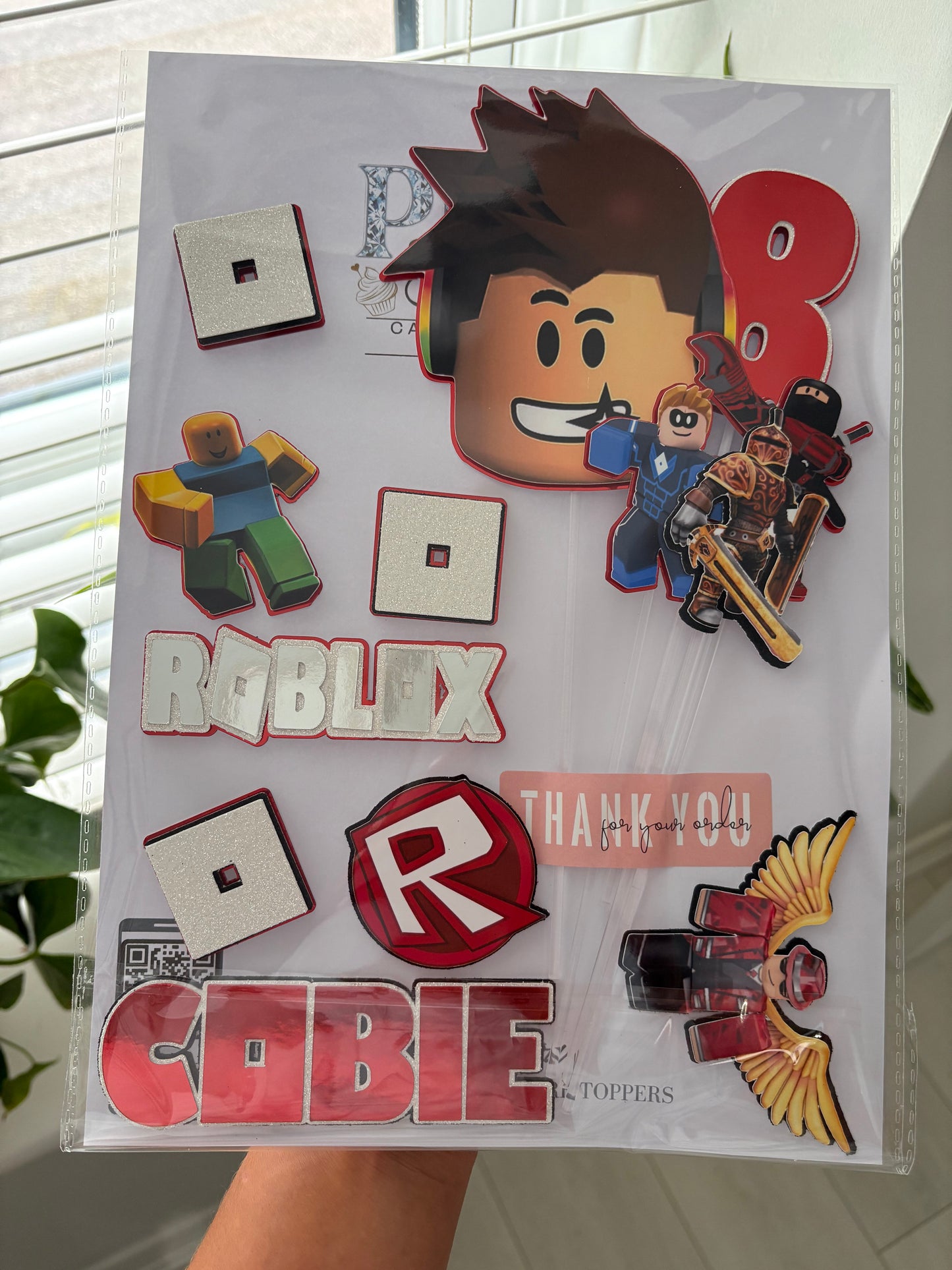 Roblox Cake Topper | Personalised Gamer Birthday Decoration | Custom Name & Age Cake Topper (Copy)