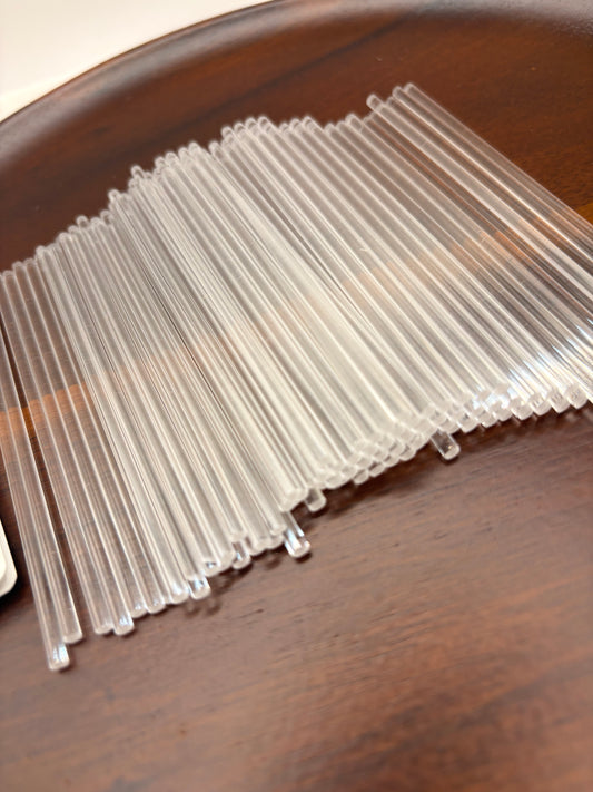 100 Clear Acrylic Lollipop Sticks 10cm | Reusable Cake Pop Sticks, Cocktail Stirrers & Craft Sticks