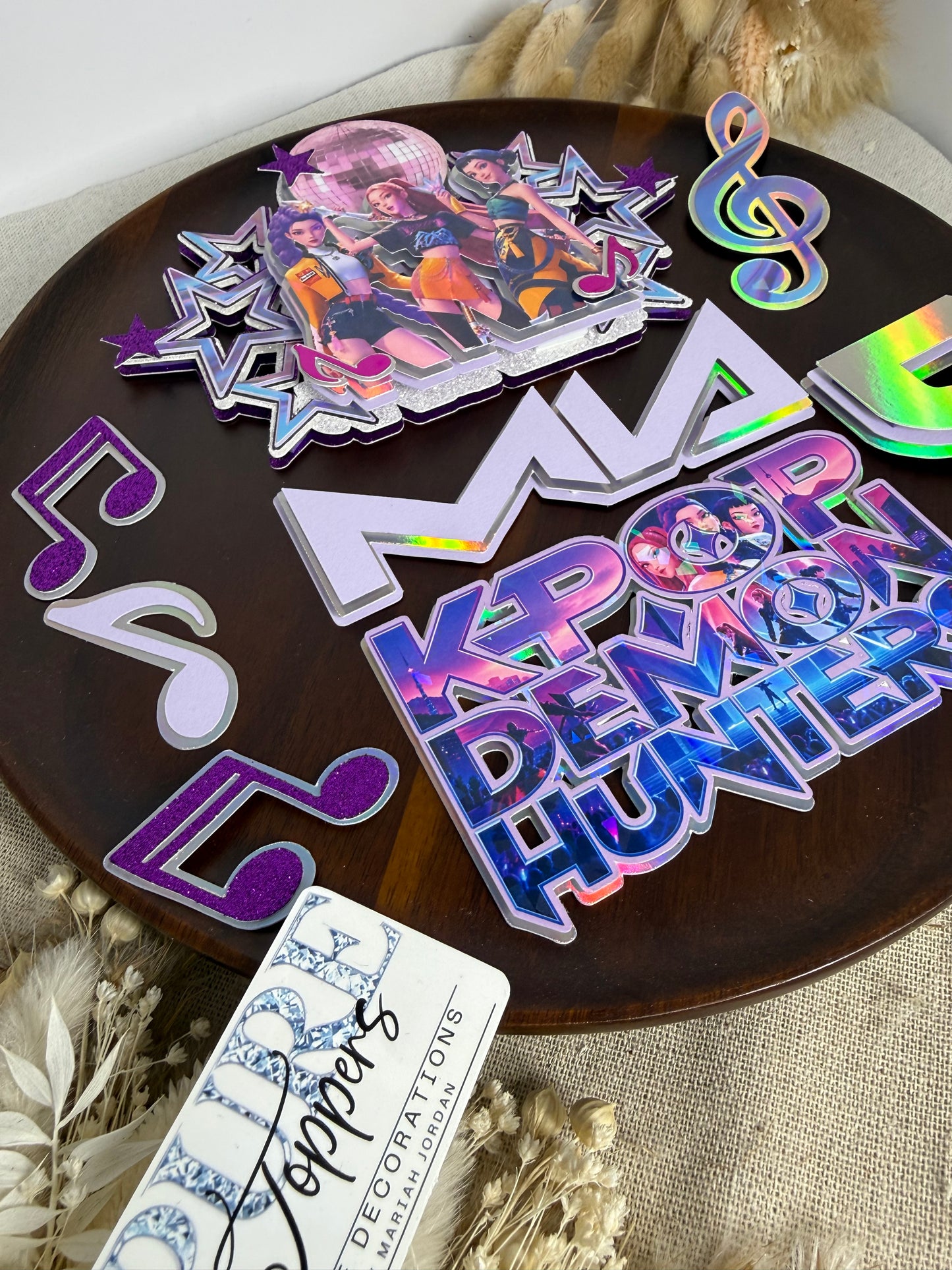 KPop Demon Hunters Personalised 3D Cake Topper & Charm Set