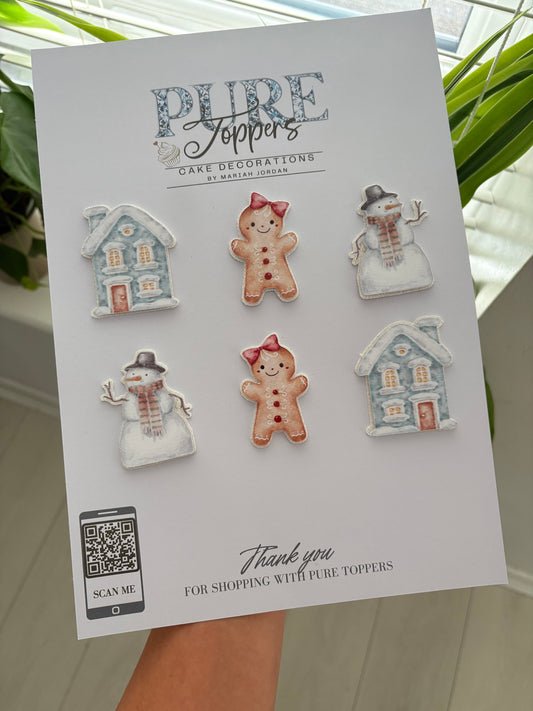 (NEW) Festive Christmas Cupcake Toppers -Winter Christmas Cupcake Decorations - Cute Christmas Cupcake Toppers