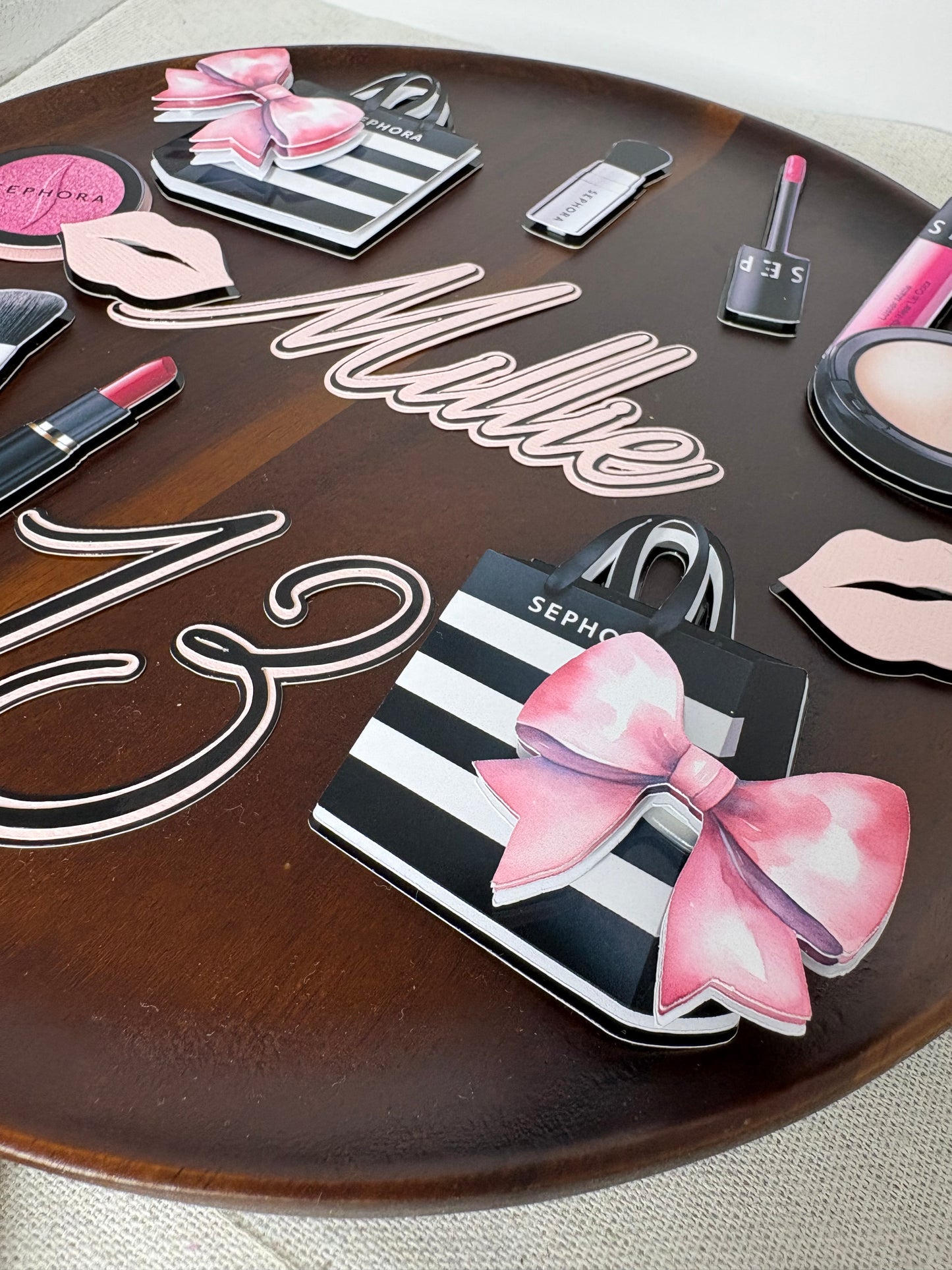 Makeup Cake Topper Set with Personalised Name & Age – Sephora Inspired Beauty Birthday Cake Decoration