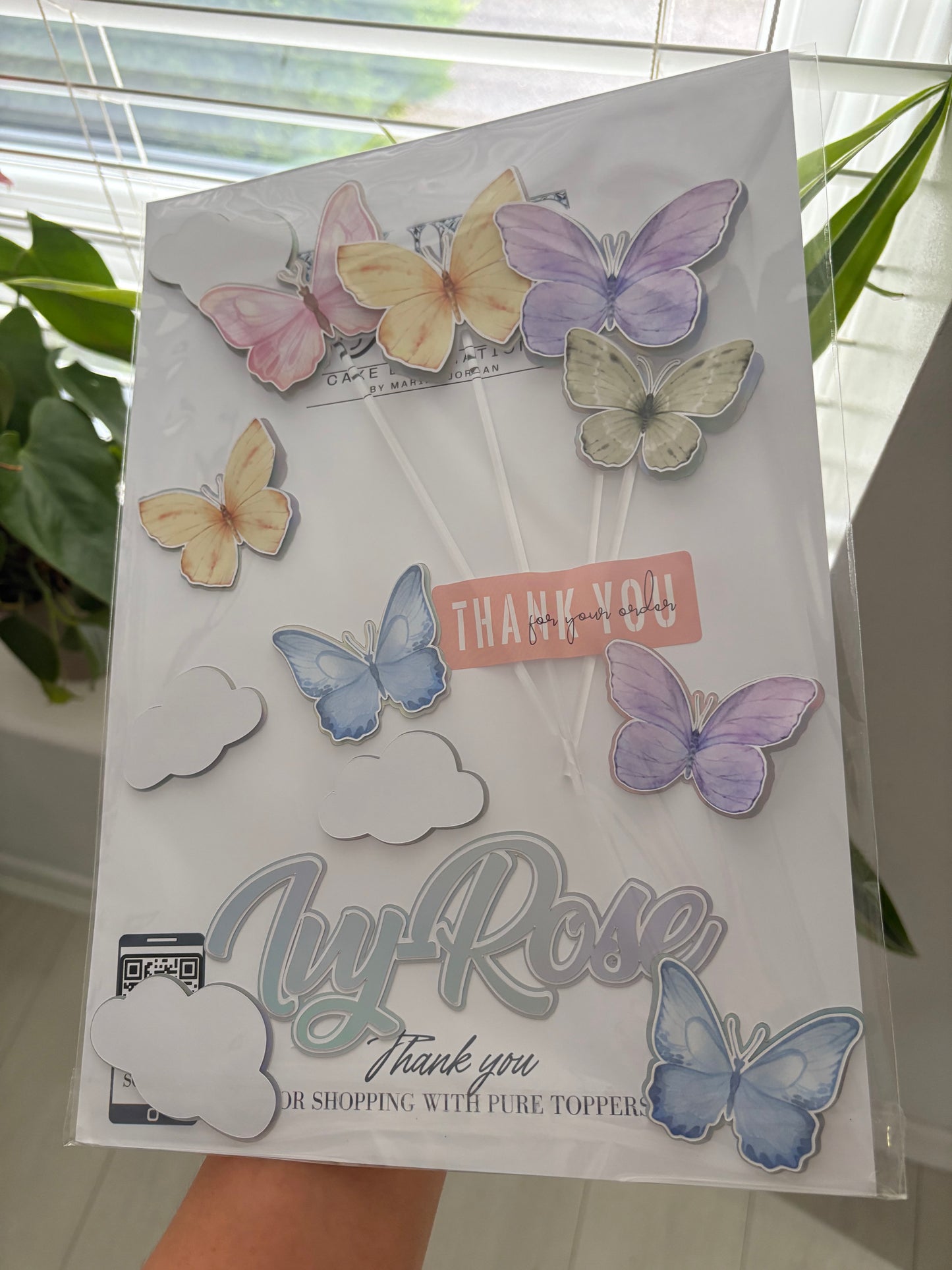 Personalised Butterfly Cake Topper Set – Custom Name & Age 3D Holographic Cake Decorations