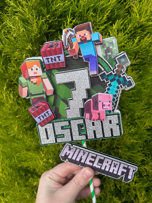 Minecraft Cake Topper, Minecraft Cake Decorations, Minecraft Party Decorations