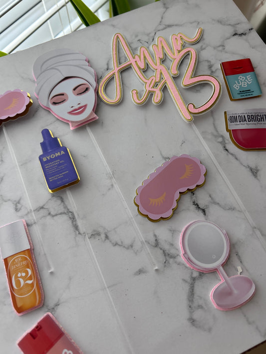 Personalised Pamper Cake Topper, Makeup Cake Topper