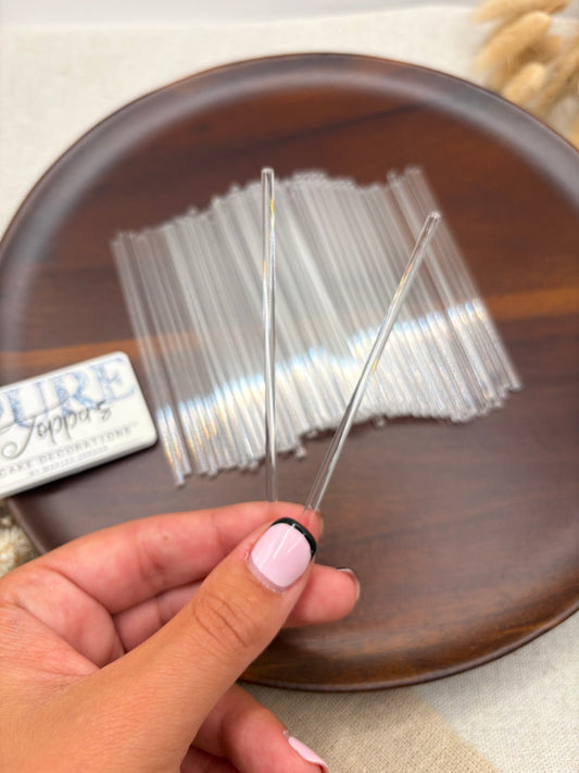 100 Clear Acrylic Lollipop Sticks 10cm | Reusable Cake Pop Sticks, Cocktail Stirrers & Craft Sticks