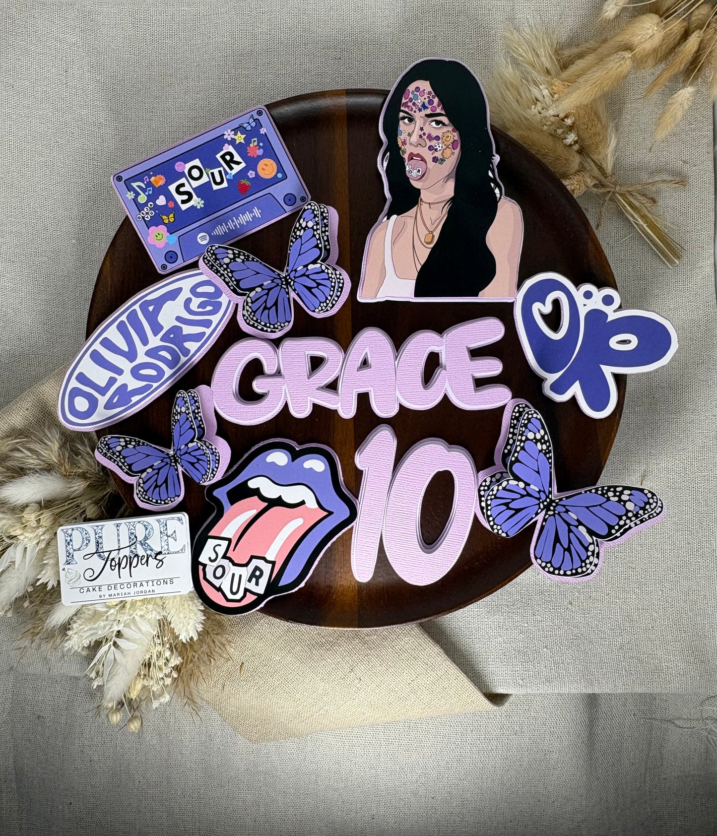 Personalised Olivia Rodrigo Cake Topper & Birthday Decorations | Custom Cake Toppers for Fans