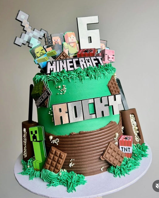Personalised Minecraft Cake Topper | Custom Creeper, TNT & Minecraft-Themed Cake Decorations for Birthday Parties
