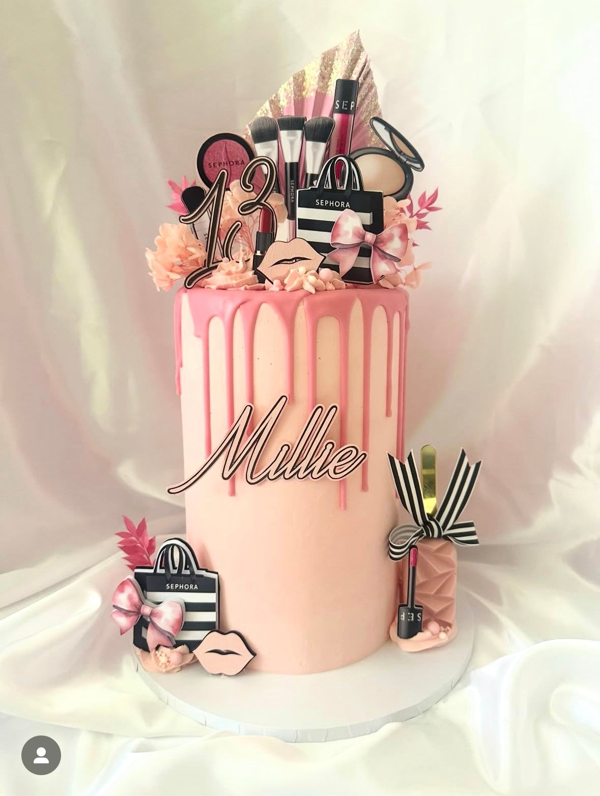 Makeup Cake Topper Set with Personalised Name & Age – Sephora Inspired Beauty Birthday Cake Decoration