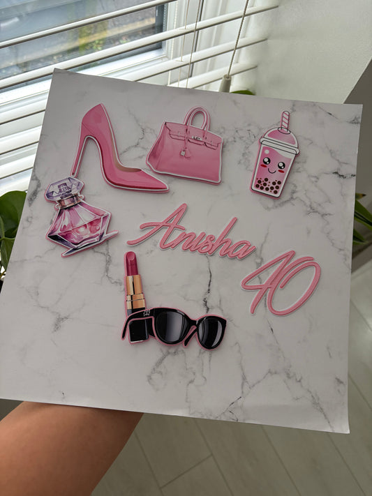 Woman's Designer Cake Topper, Make-Up Cake Topper, Teenager Cake Topper