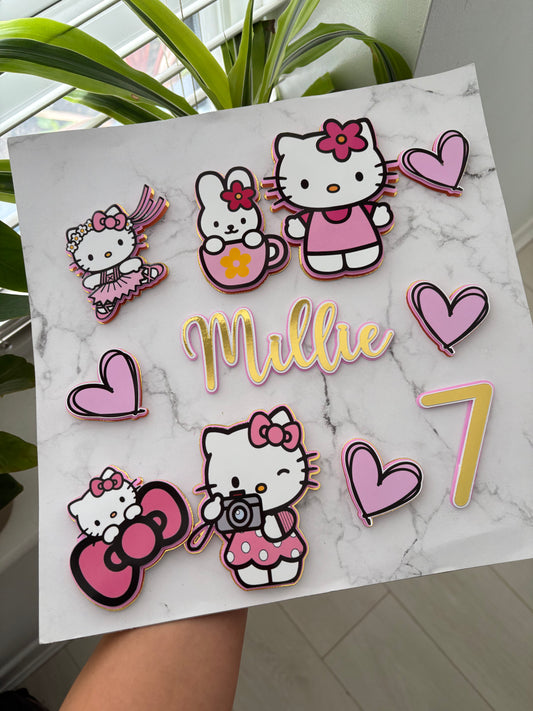 Personalised Custom Hello Kitty Cake Topper & Birthday Decorations | Hello Kitty Cake Charms
