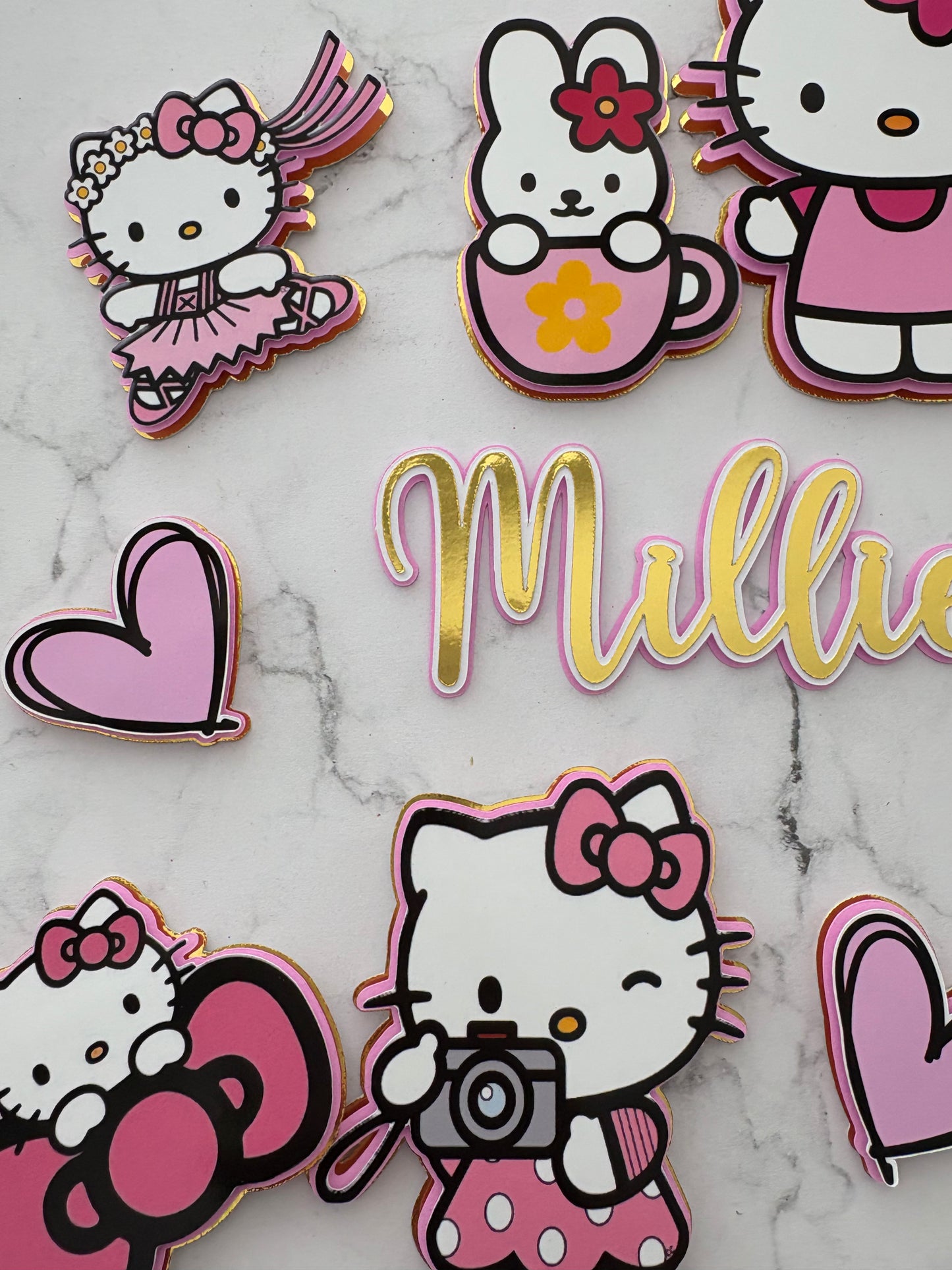 HELLO KITTY Cake Topper, Cute HELLO KITTY Cake Charms, HELLO KITTY Themed Birthday Decorations