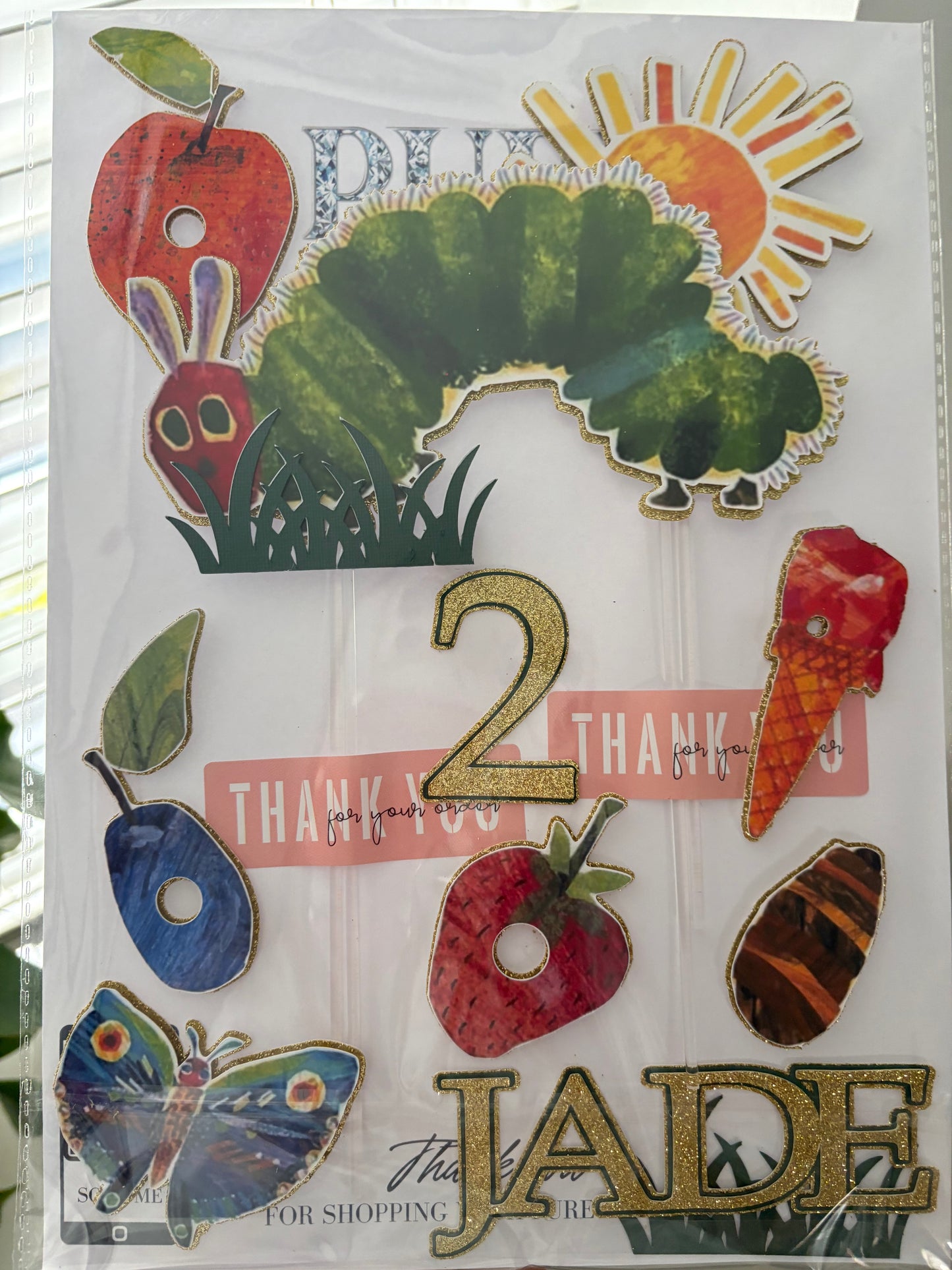 The Very Hungry Caterpillar Cake Topper – Birthday Party Decoration -  Personalised Hungry Caterpillar Cake Topper – Kids Birthday Decor