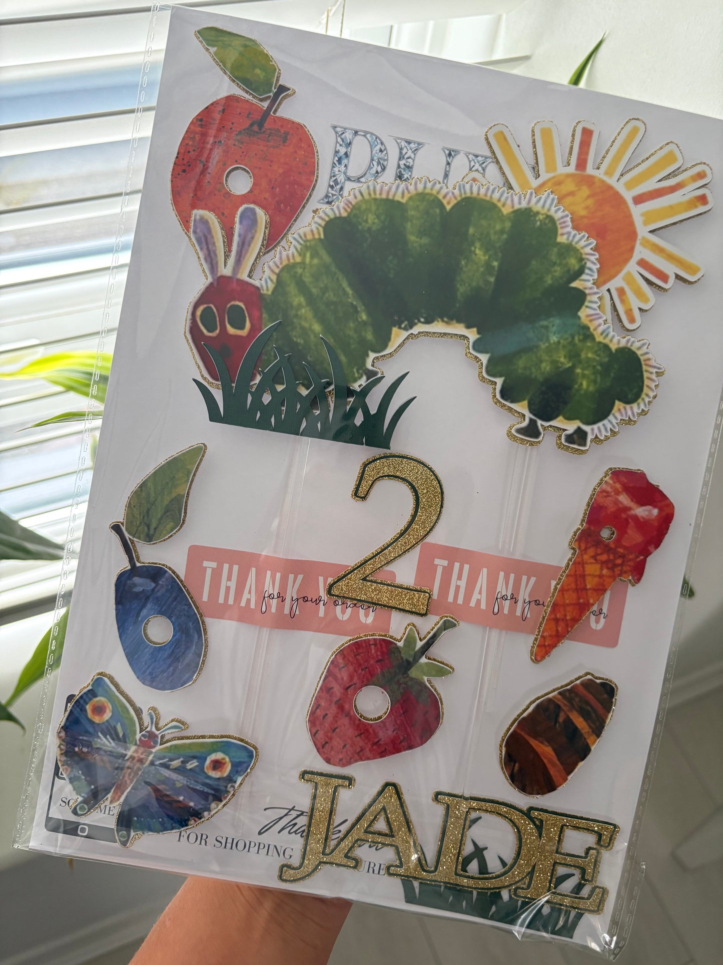 The Very Hungry Caterpillar Cake Topper – Birthday Party Decoration -  Personalised Hungry Caterpillar Cake Topper – Kids Birthday Decor