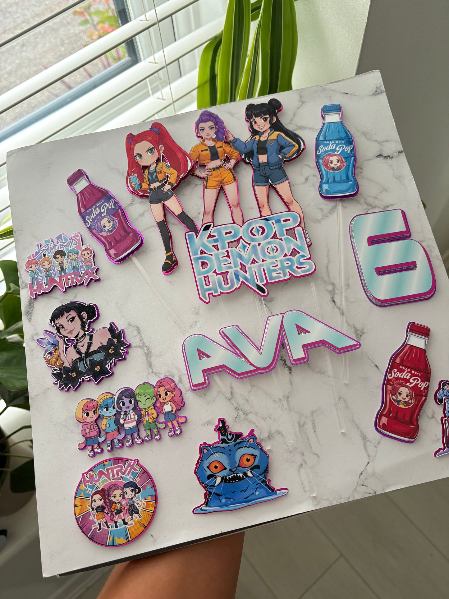 K-Pop Demon Hunter Cake Topper | Personalised Birthday Decoration | Anime Gamer Theme Party Decor