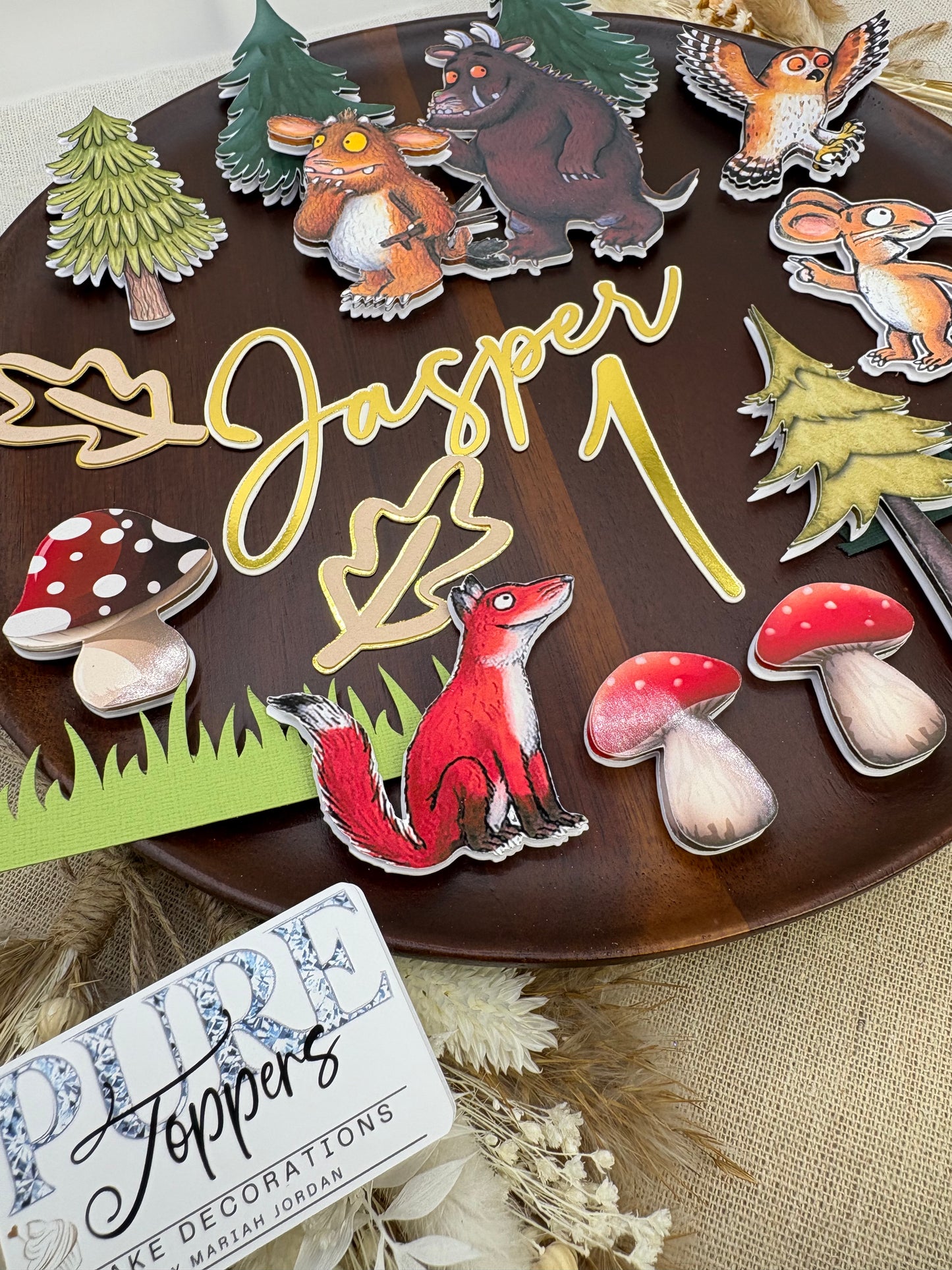 Gruffalo Cake Topper – Personalised Birthday Cake Decoration | Woodland Theme Cake Topper | Custom Name & Age Topper | Gruffalo Party Supplies | Kids Birthday Cake Topper