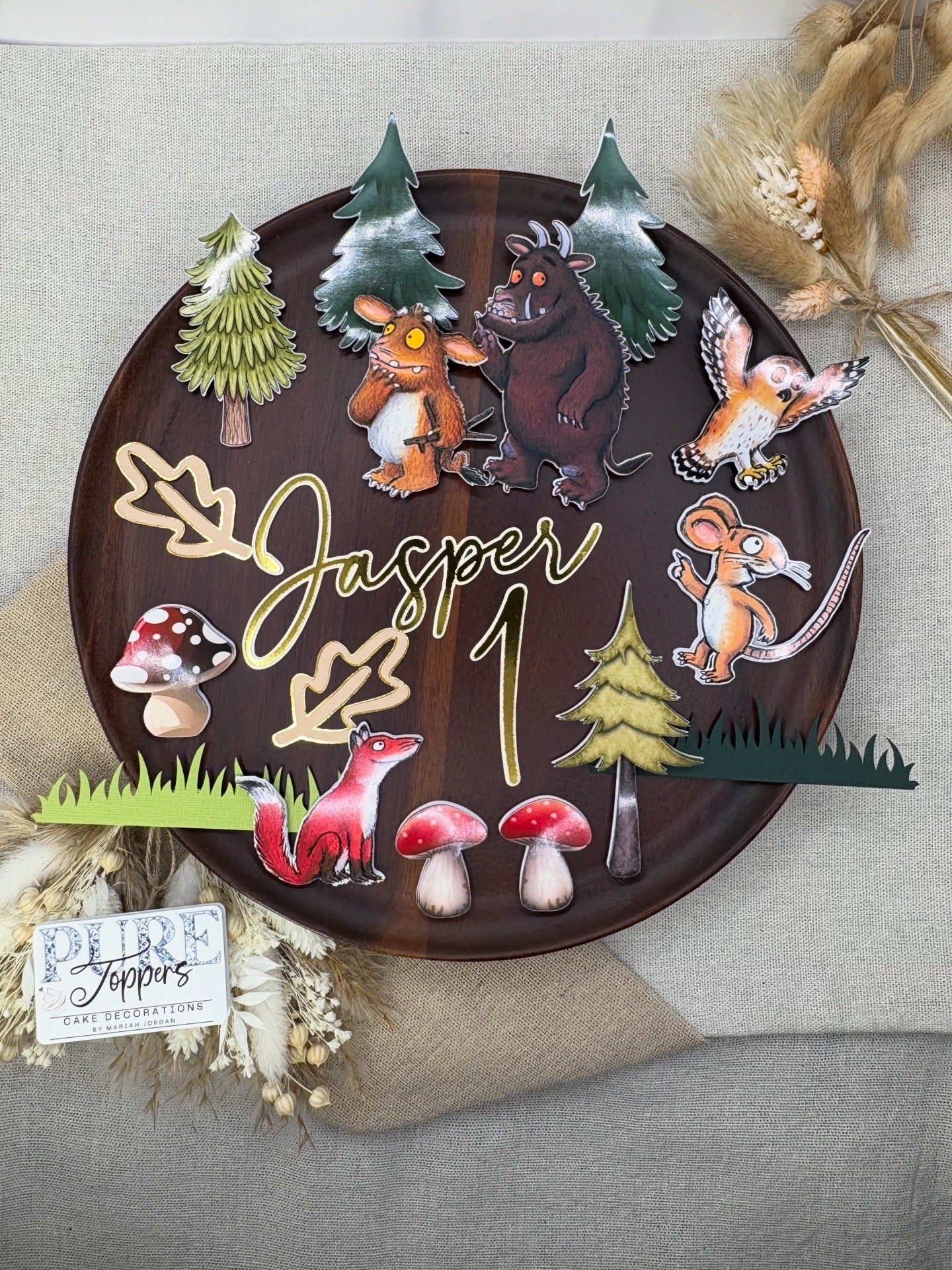 Gruffalo Cake Topper – Personalised Birthday Cake Decoration | Woodland Theme Cake Topper | Custom Name & Age Topper | Gruffalo Party Supplies | Kids Birthday Cake Topper