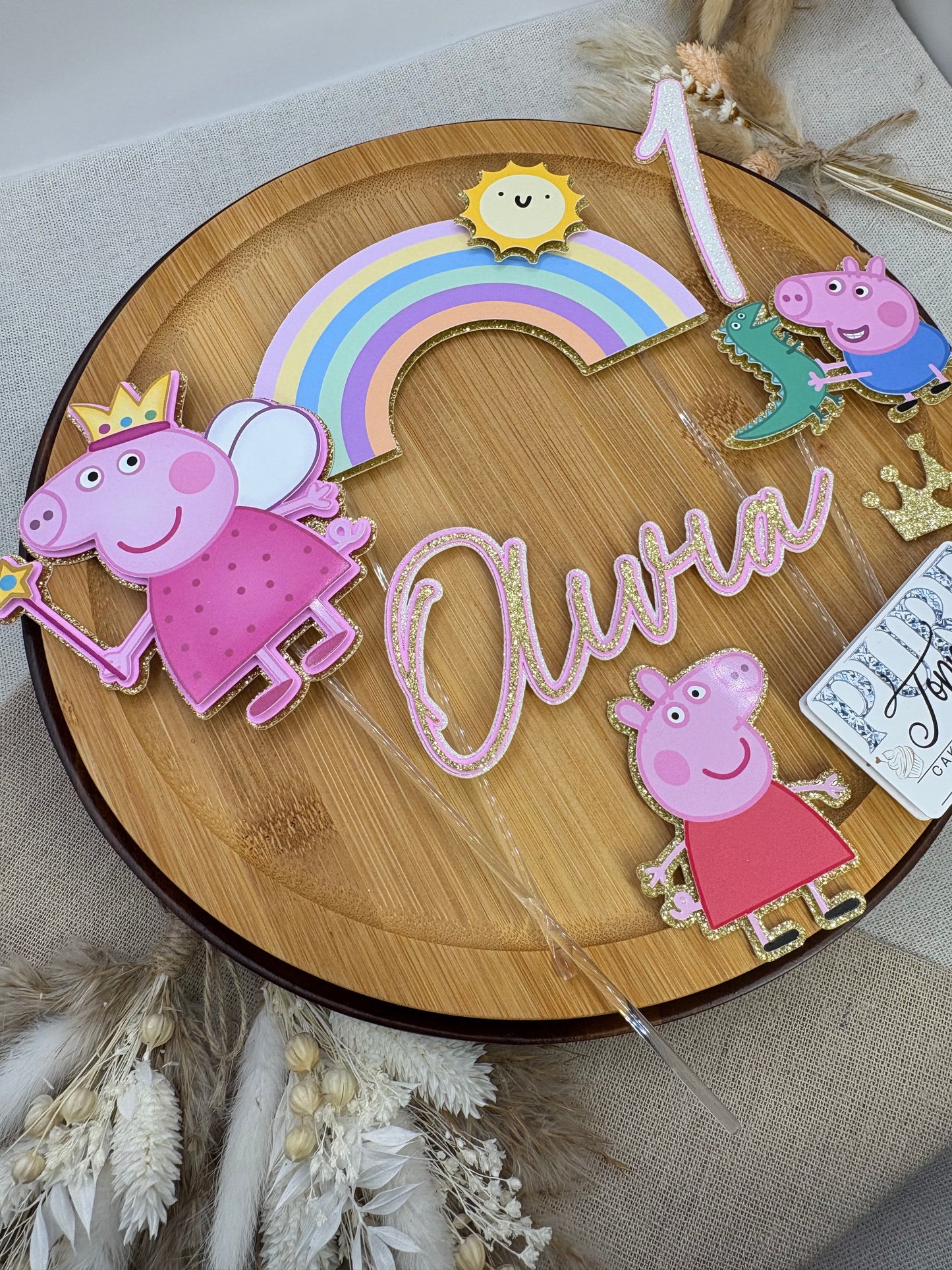 Peppa Pig Party Cake Topper - Peppa Pig Birthday Cake Topper - Personlised Peppa Pig Cake Charms & Topper