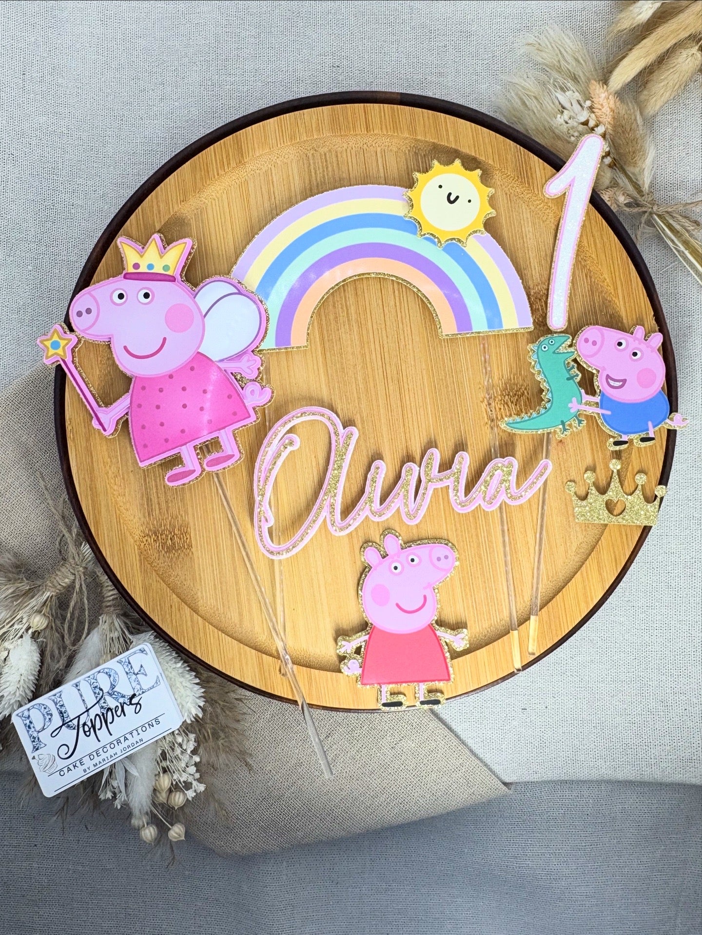 Peppa Pig Party Cake Topper - Peppa Pig Birthday Cake Topper - Personlised Peppa Pig Cake Charms & Topper