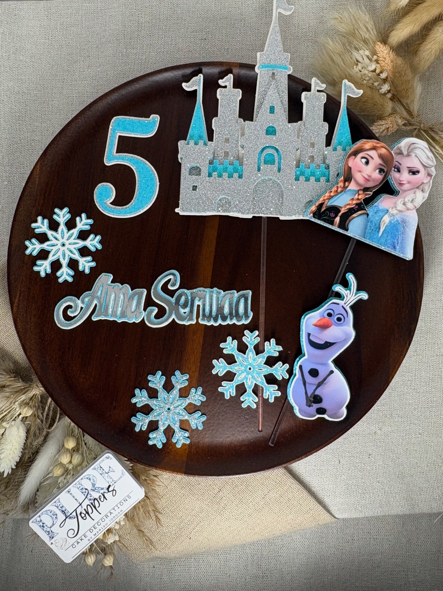 Frozen Birthday Cake Topper with Name and Age – Custom Design, Frozen Cake Topper – Castle