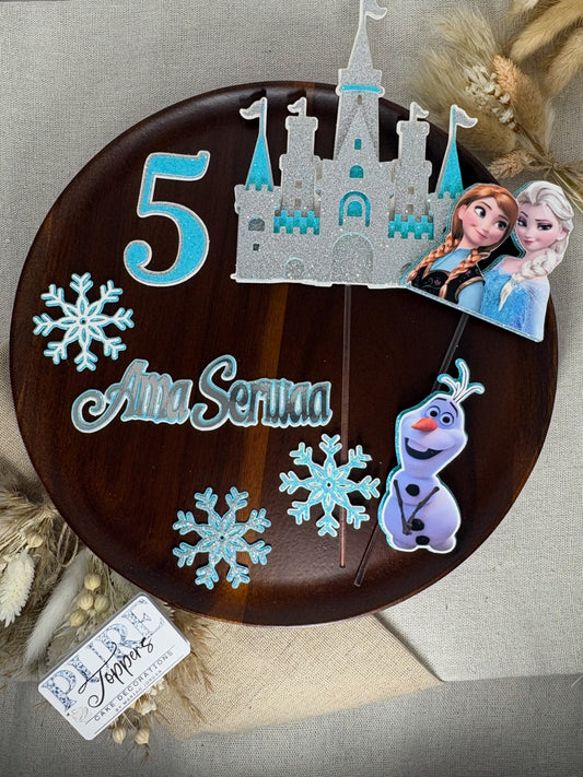 Frozen Birthday Cake Topper with Name and Age – Custom Design, Frozen Cake Topper – Castle