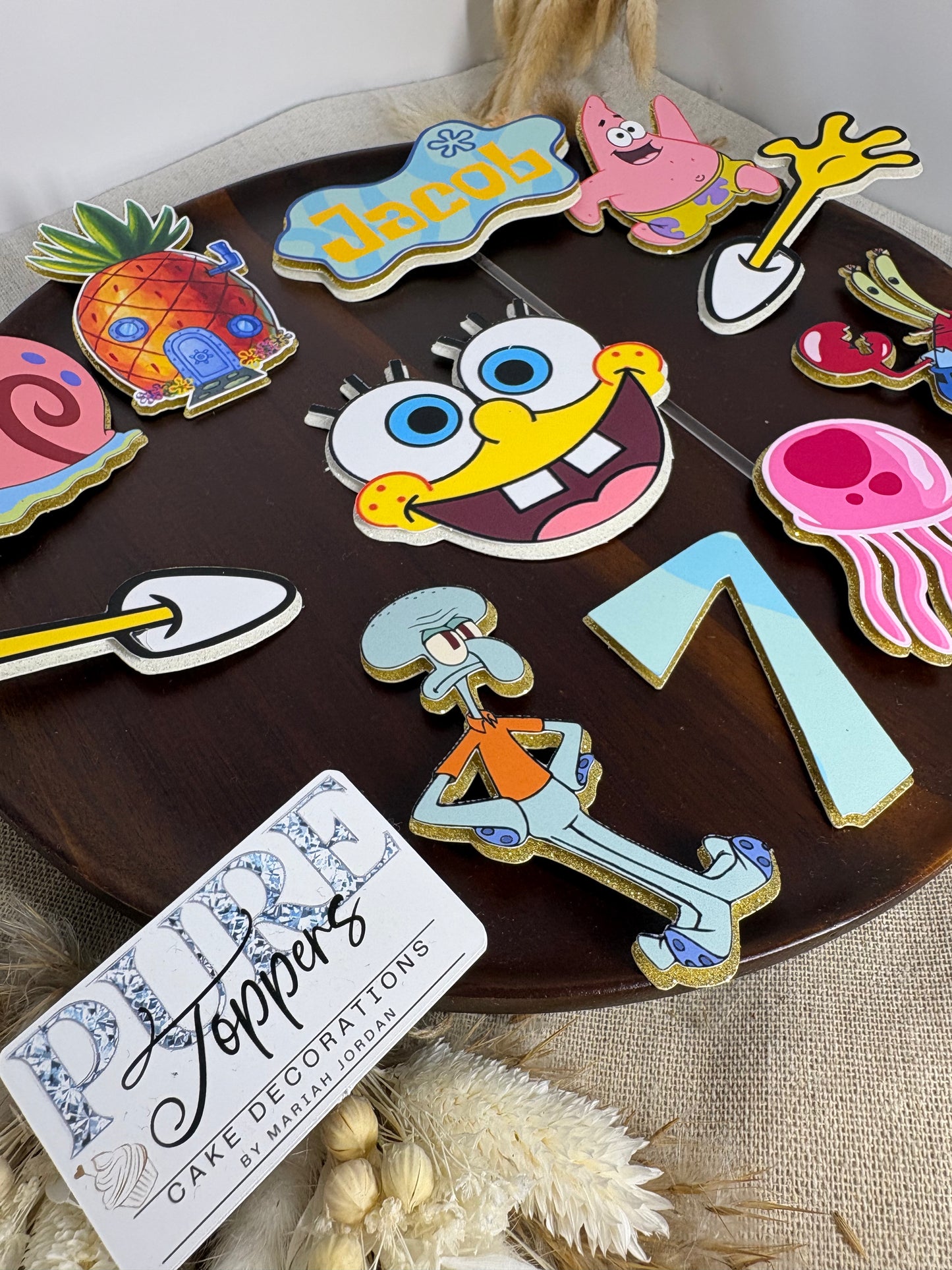 SpongeBob SquarePants Personalised Cake Topper | Custom Name Birthday Cake Decoration | Kids Party Supplies