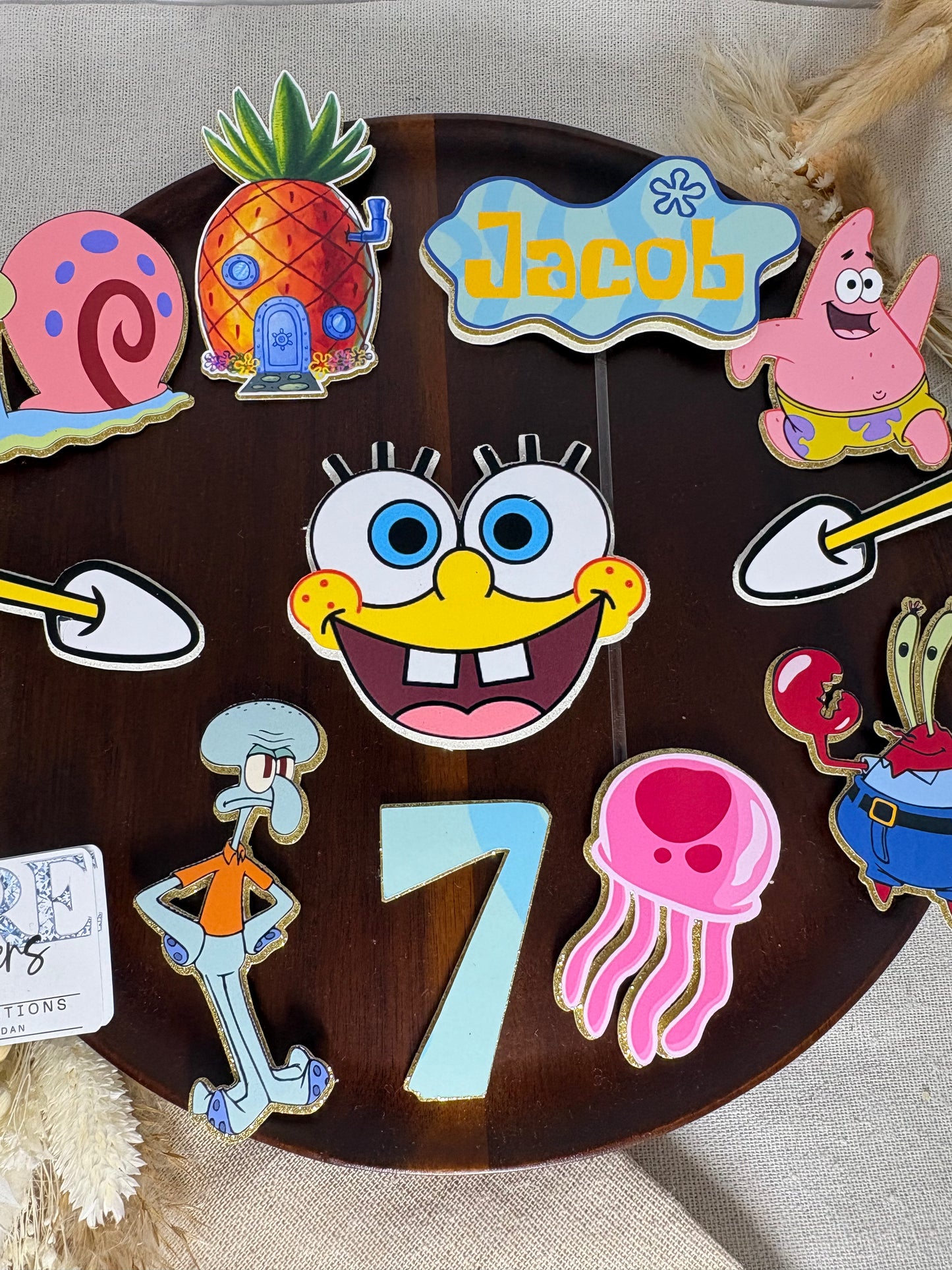 SpongeBob SquarePants Personalised Cake Topper | Custom Name Birthday Cake Decoration | Kids Party Supplies
