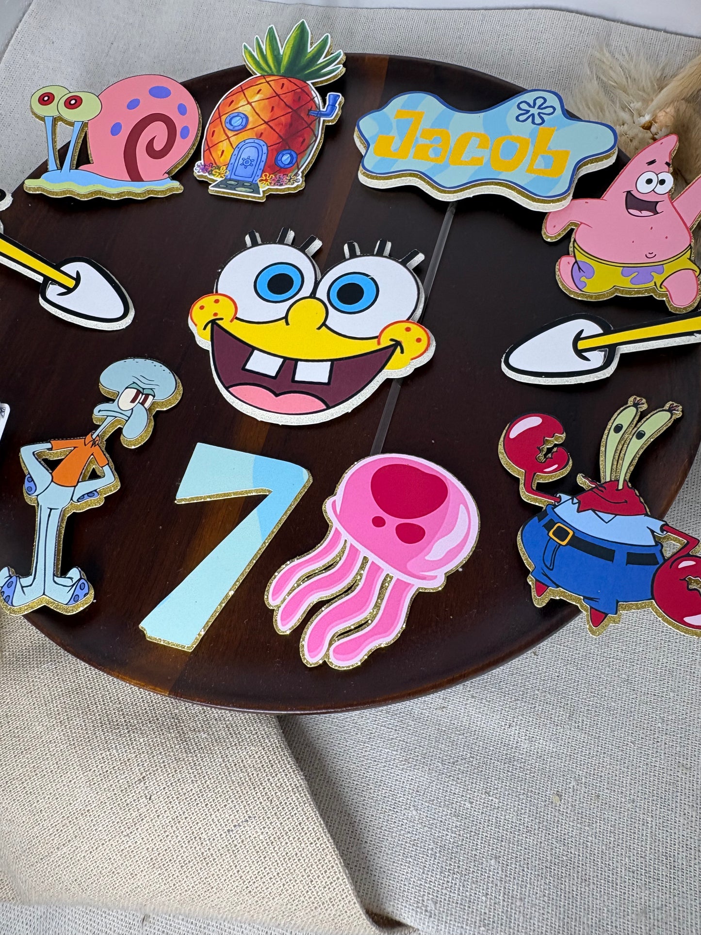 SpongeBob SquarePants Personalised Cake Topper | Custom Name Birthday Cake Decoration | Kids Party Supplies