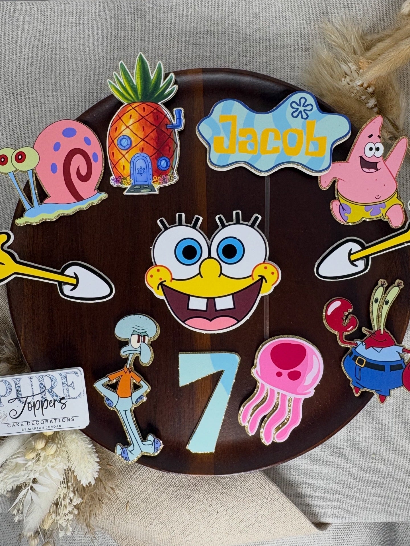 SpongeBob SquarePants Personalised Cake Topper | Custom Name Birthday Cake Decoration | Kids Party Supplies