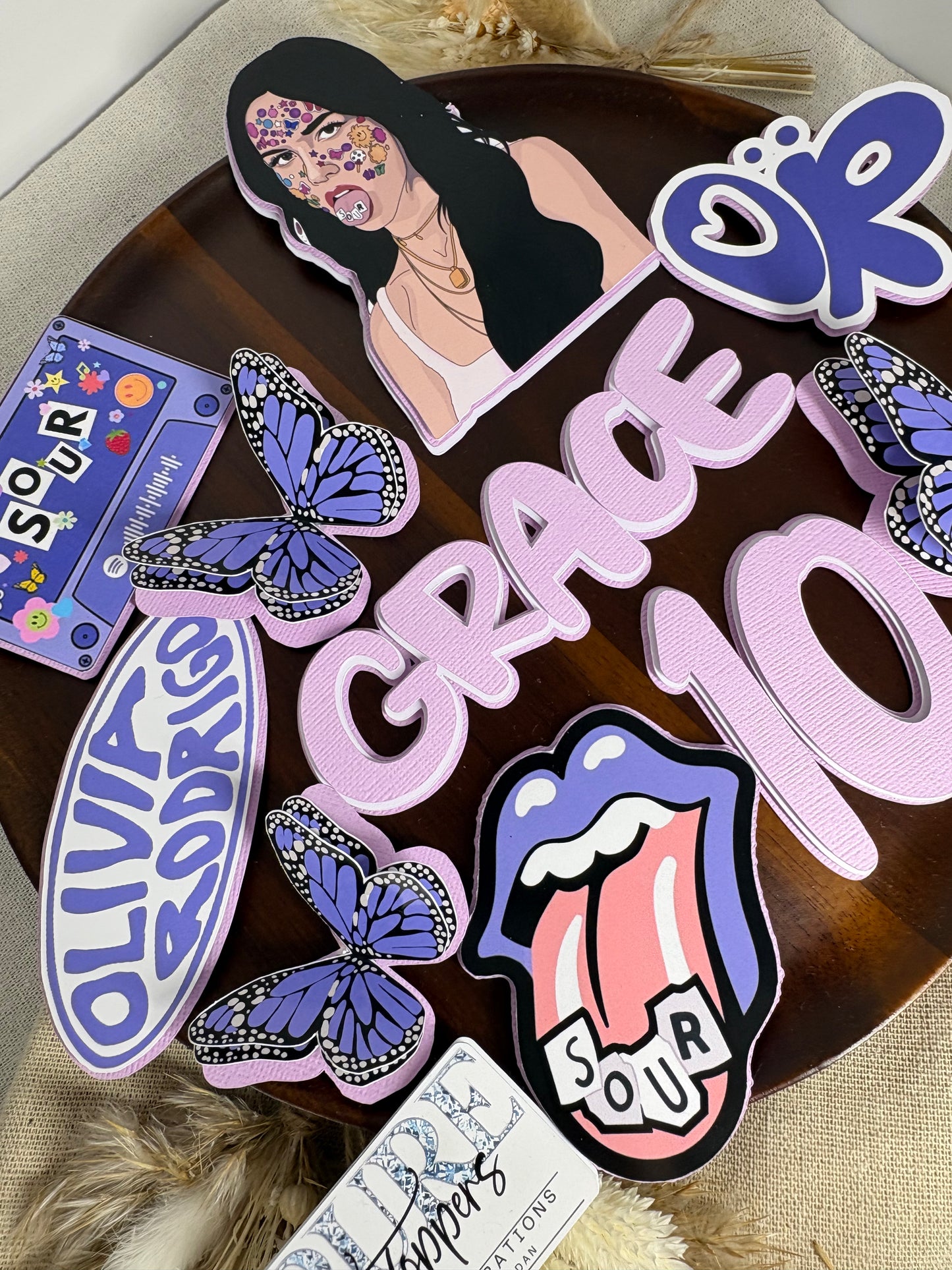 Personalised Olivia Rodrigo Cake Topper & Birthday Decorations | Custom Cake Toppers for Fans