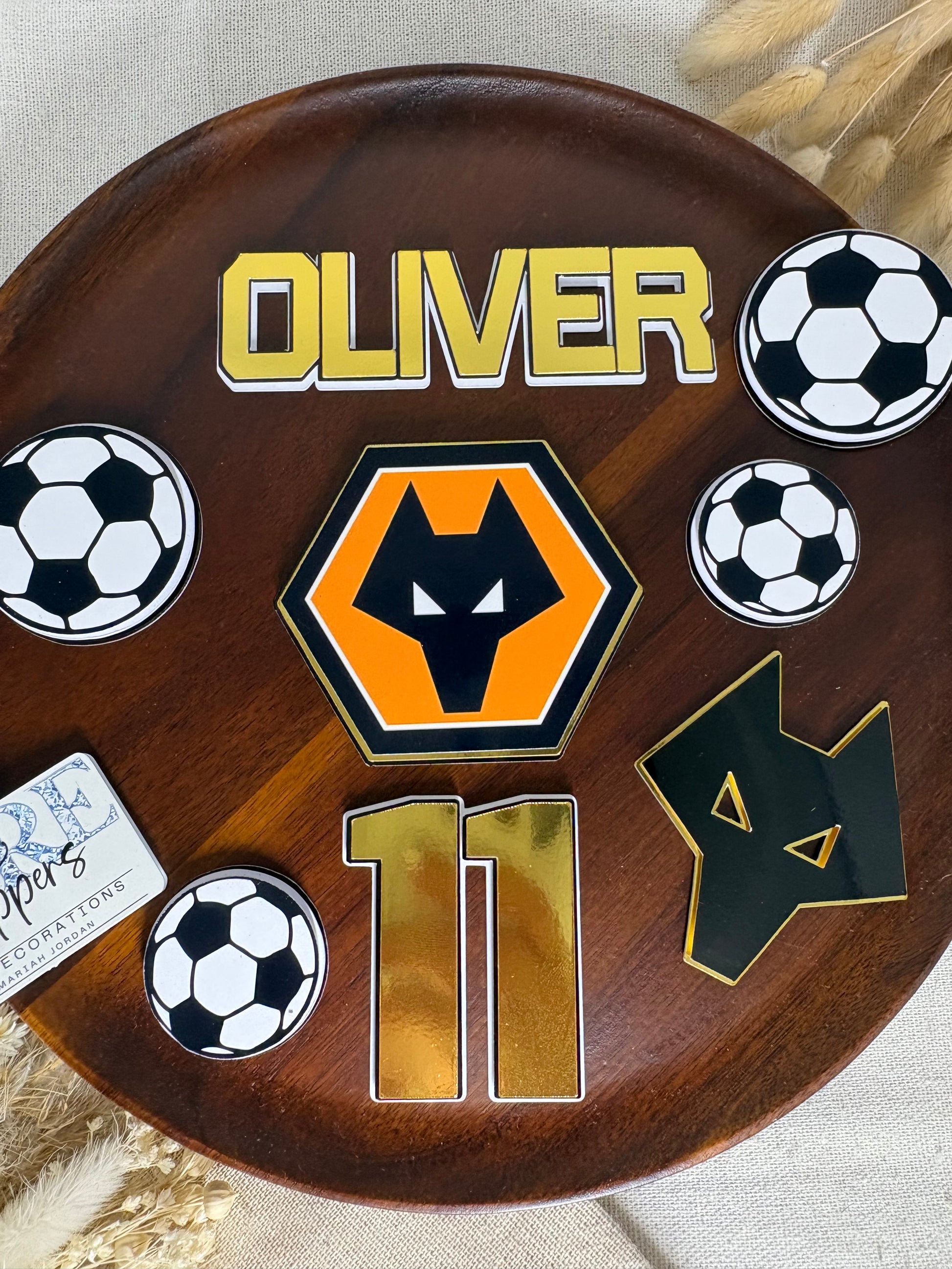 Layered Wolves football cake topper decorations for birthday cakes