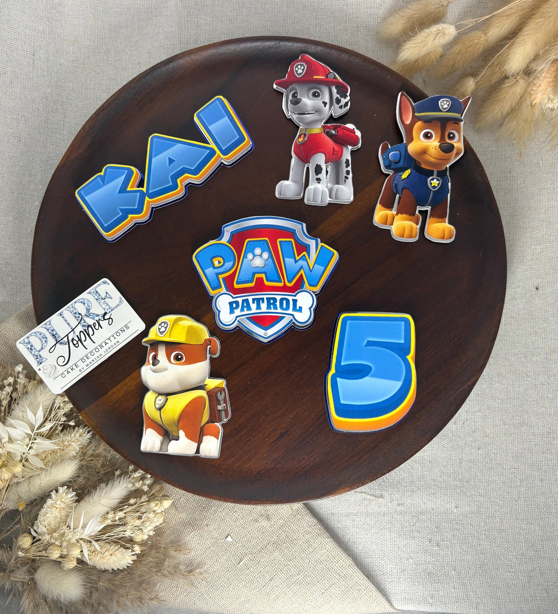 Personalised Paw Patrol 3D cake topper set with layered pups, name and age