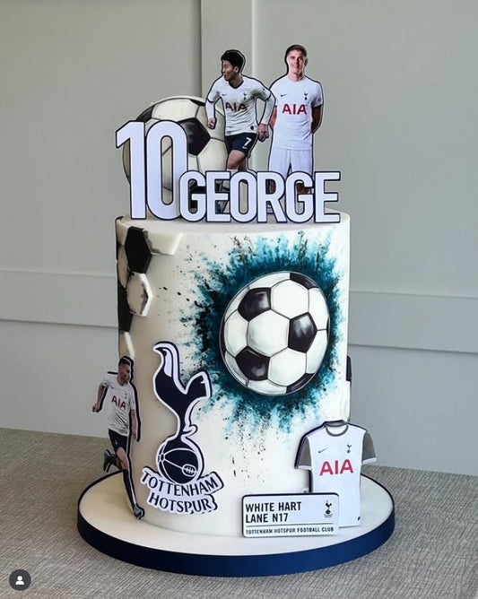 Tottenham Hotspur Football Cake Topper – Personalised Spurs Badge Cake Decoration, Custom Football Birthday Topper