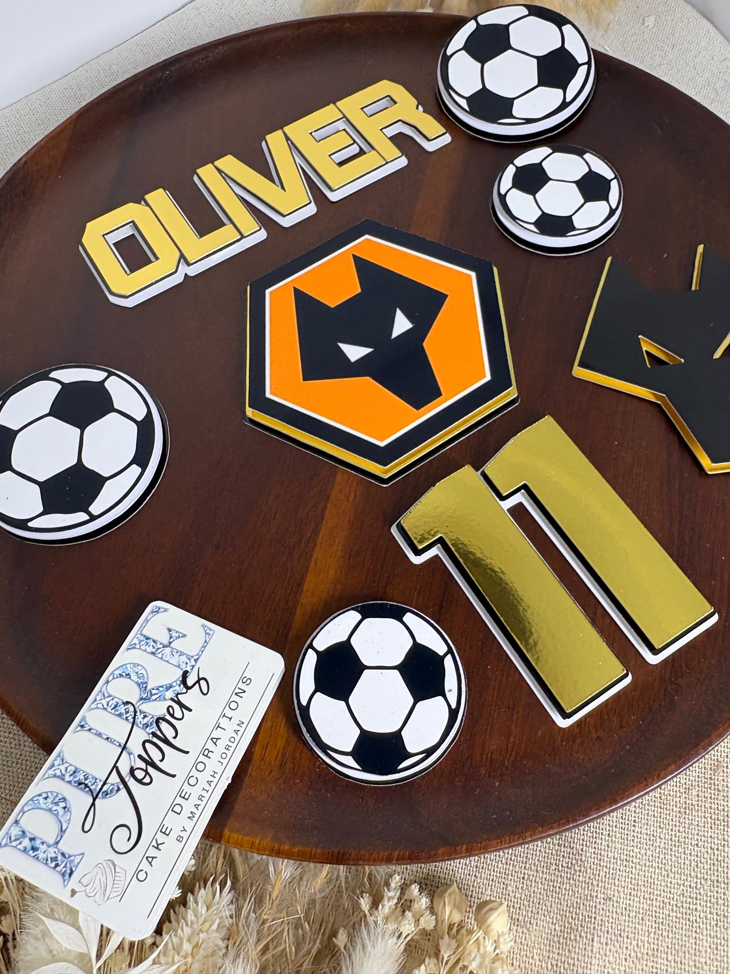 Wolverhampton Wolves personalised football birthday cake decorations