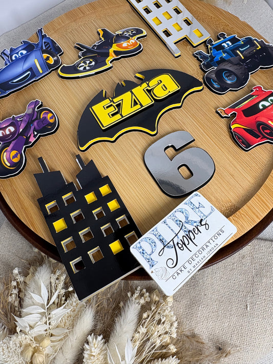 Batwheels cake topper personalised with child's name and age
