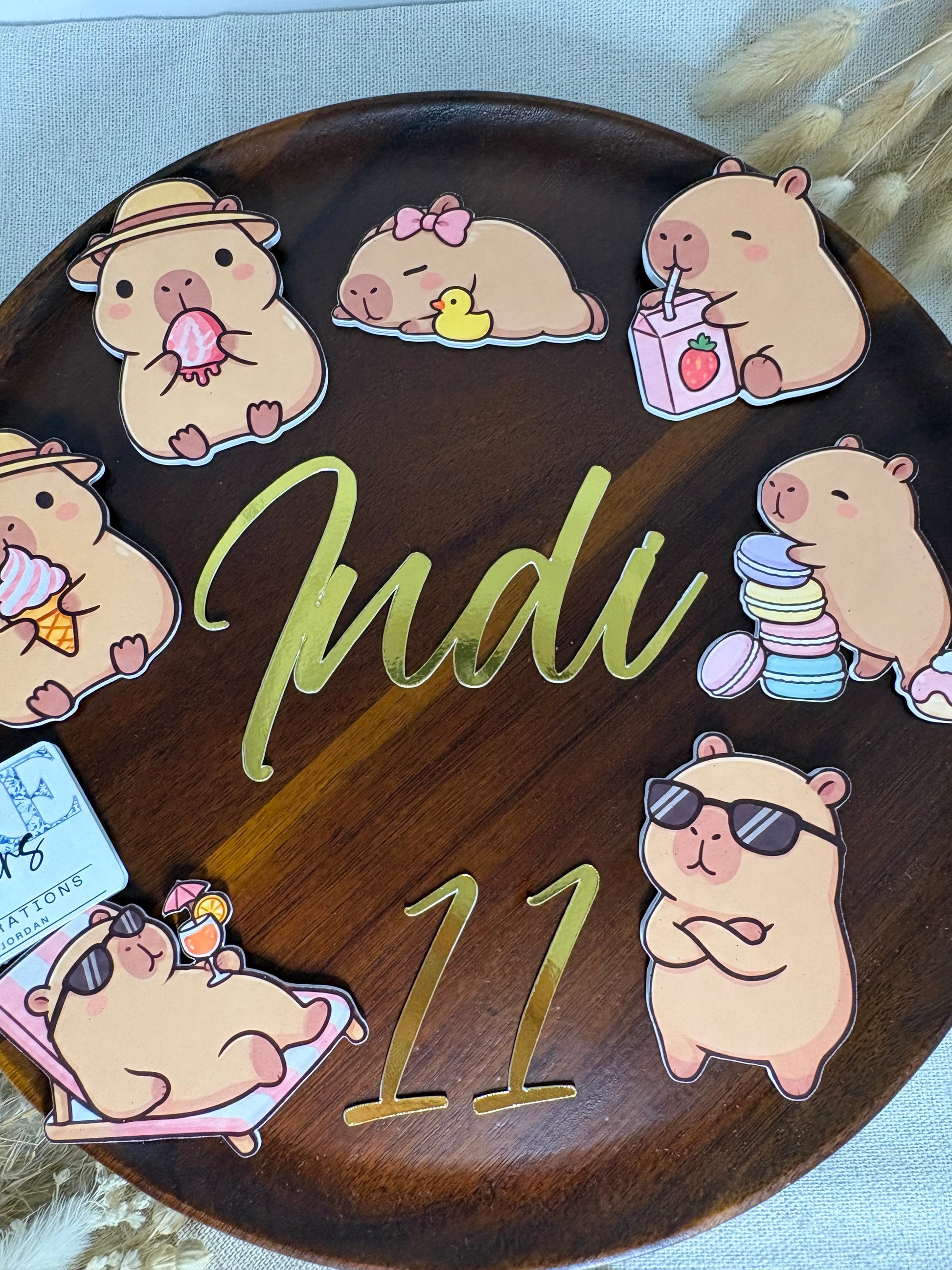 Personalised Capybara Birthday Cake Topper Set