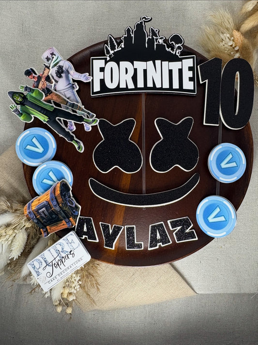Personalised Fortnite cake topper set with custom name and age