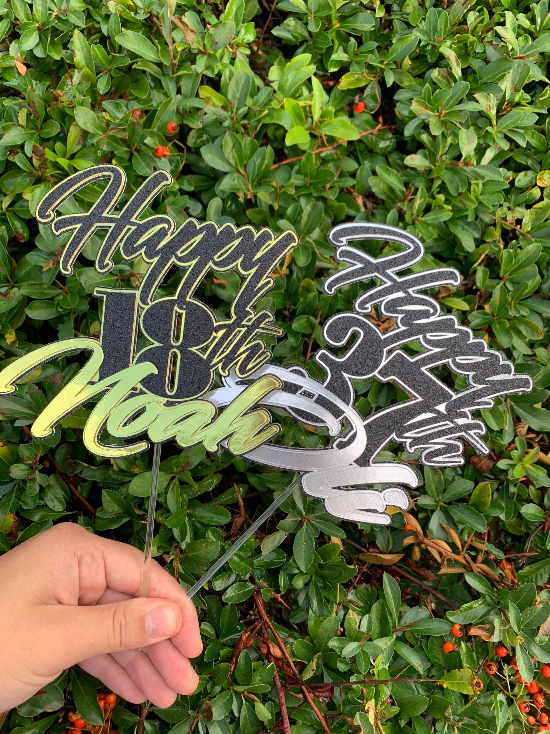 Personalised Happy Birthday Text Cake Topper – PureToppers