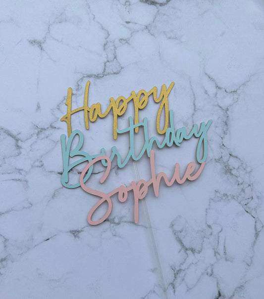 Personalised Happy Birthday Cake Topper